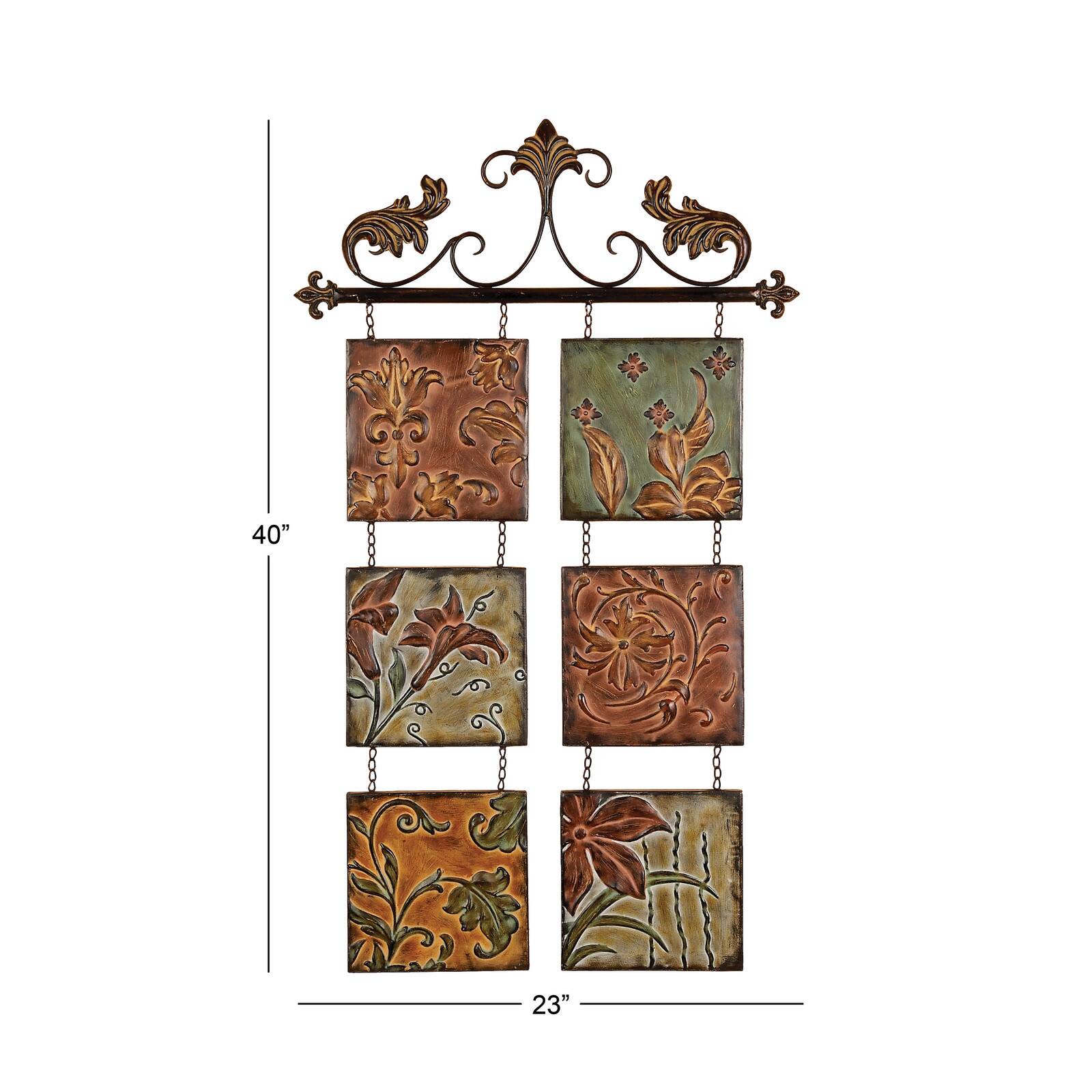 Brown Wrought Iron Traditional Floral Wall Decor