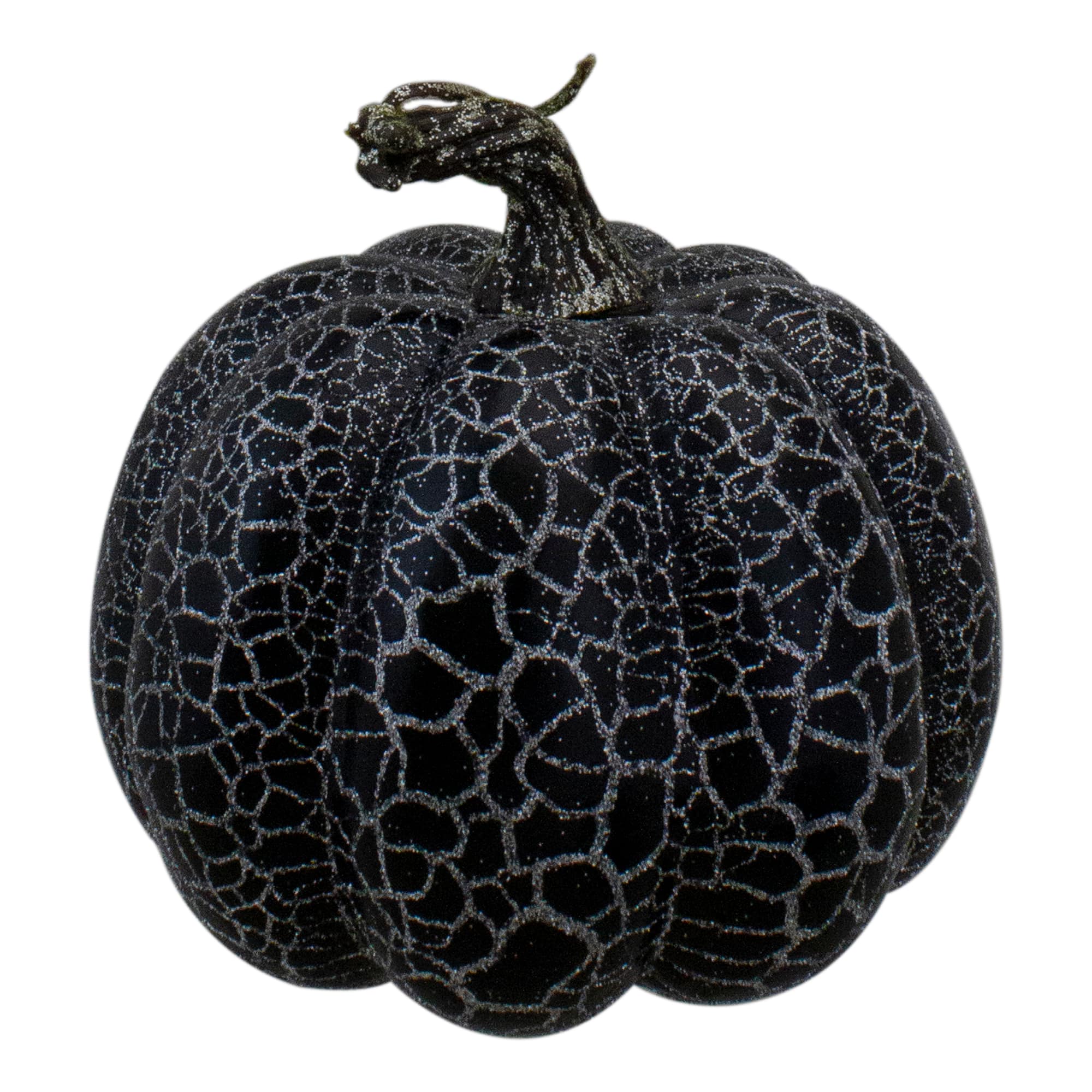 5&#x22; Black &#x26; Silver Fall Harvest Tabletop Pumpkin Set