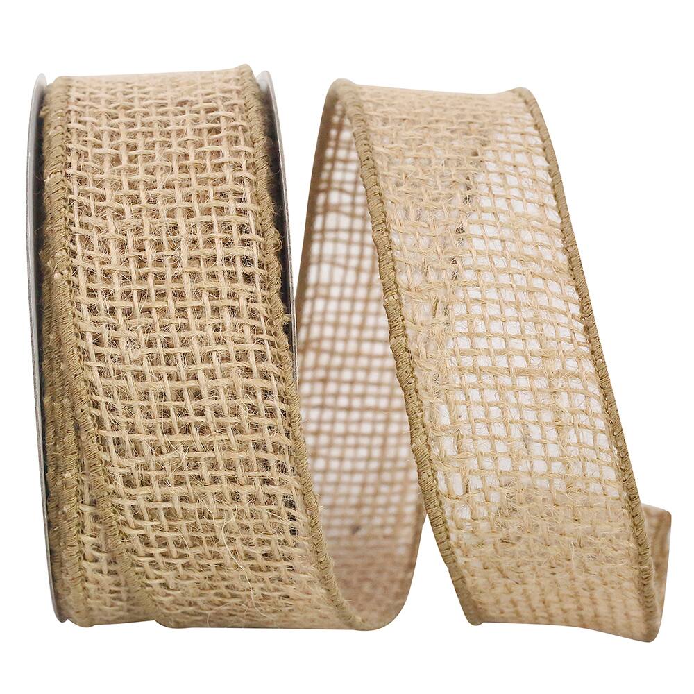 JAM Paper 1.5&#x22; x 10yd. Natural Loose Burlap Wired Ribbon