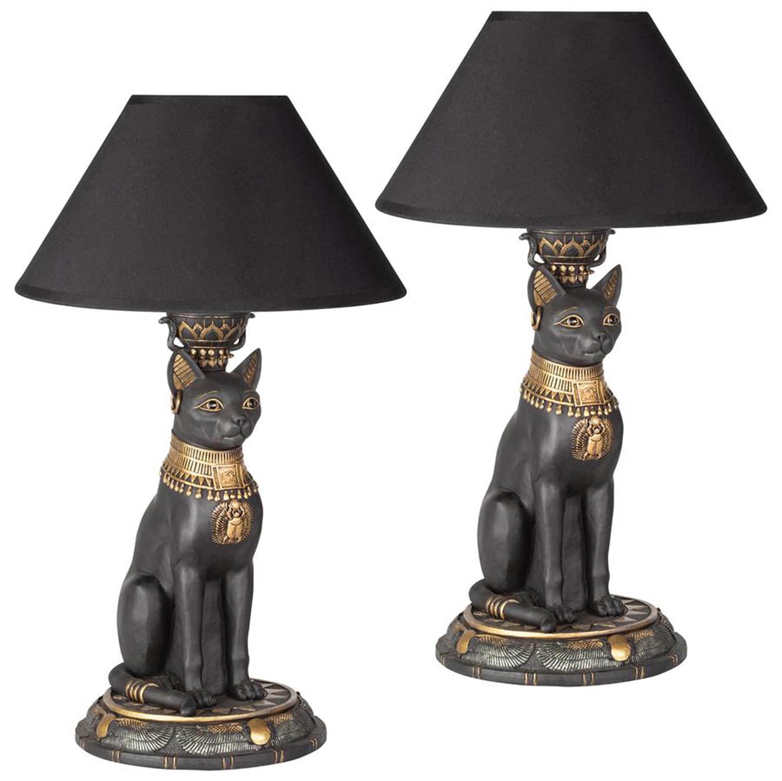 Design Toscano 16.5&#x22; Royal Cat Goddess Bastet Sculptural Table Lamp, 2ct.
