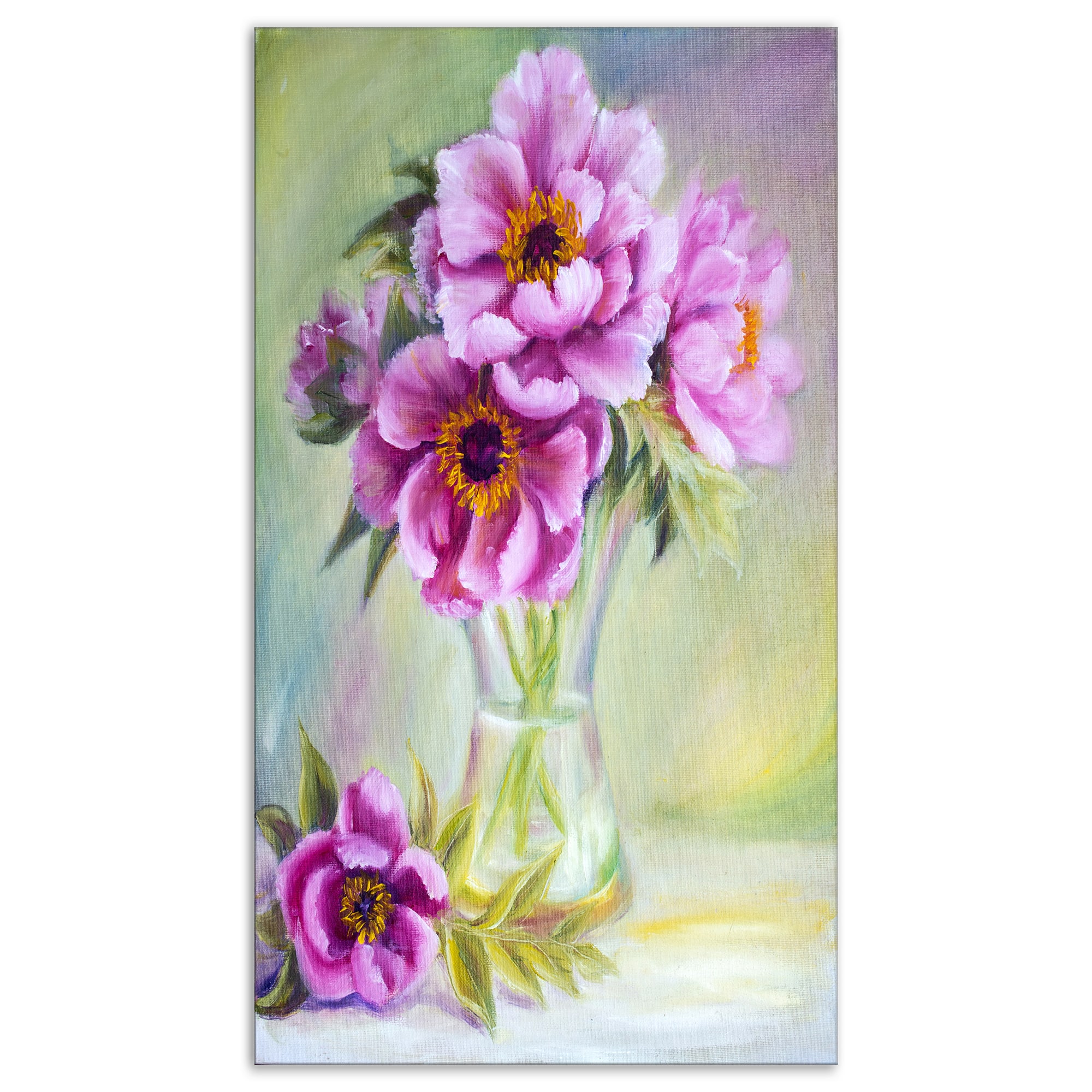 Designart - Purple Peonies in Vase - Floral Art Canvas Print