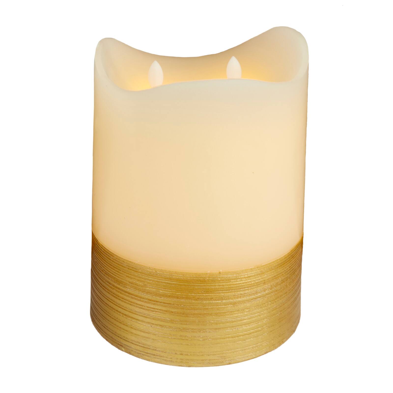 Cream &#x26; Gold Traditional Flameless Candle