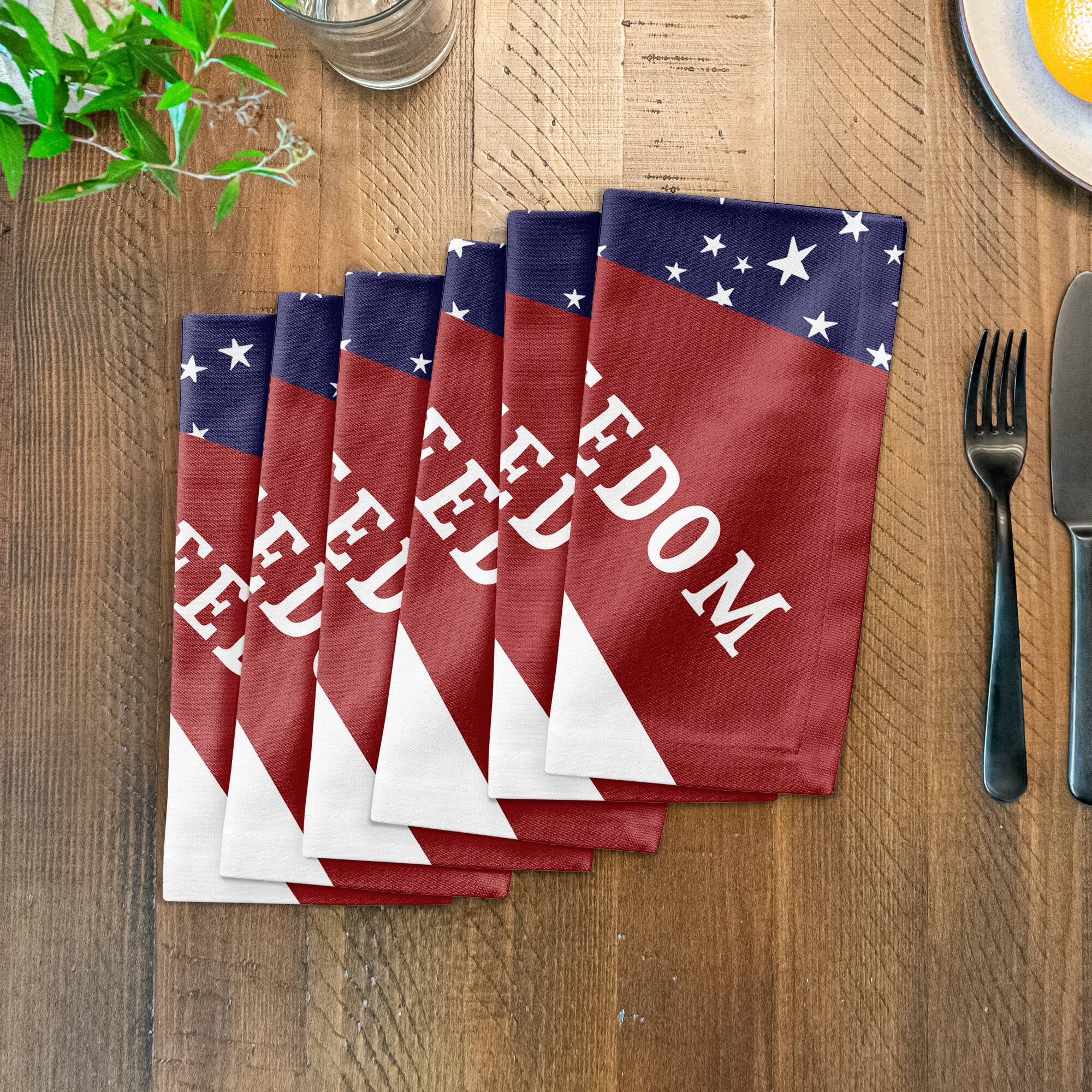 Patriotic Flag Starburst Cotton Twill Napkin