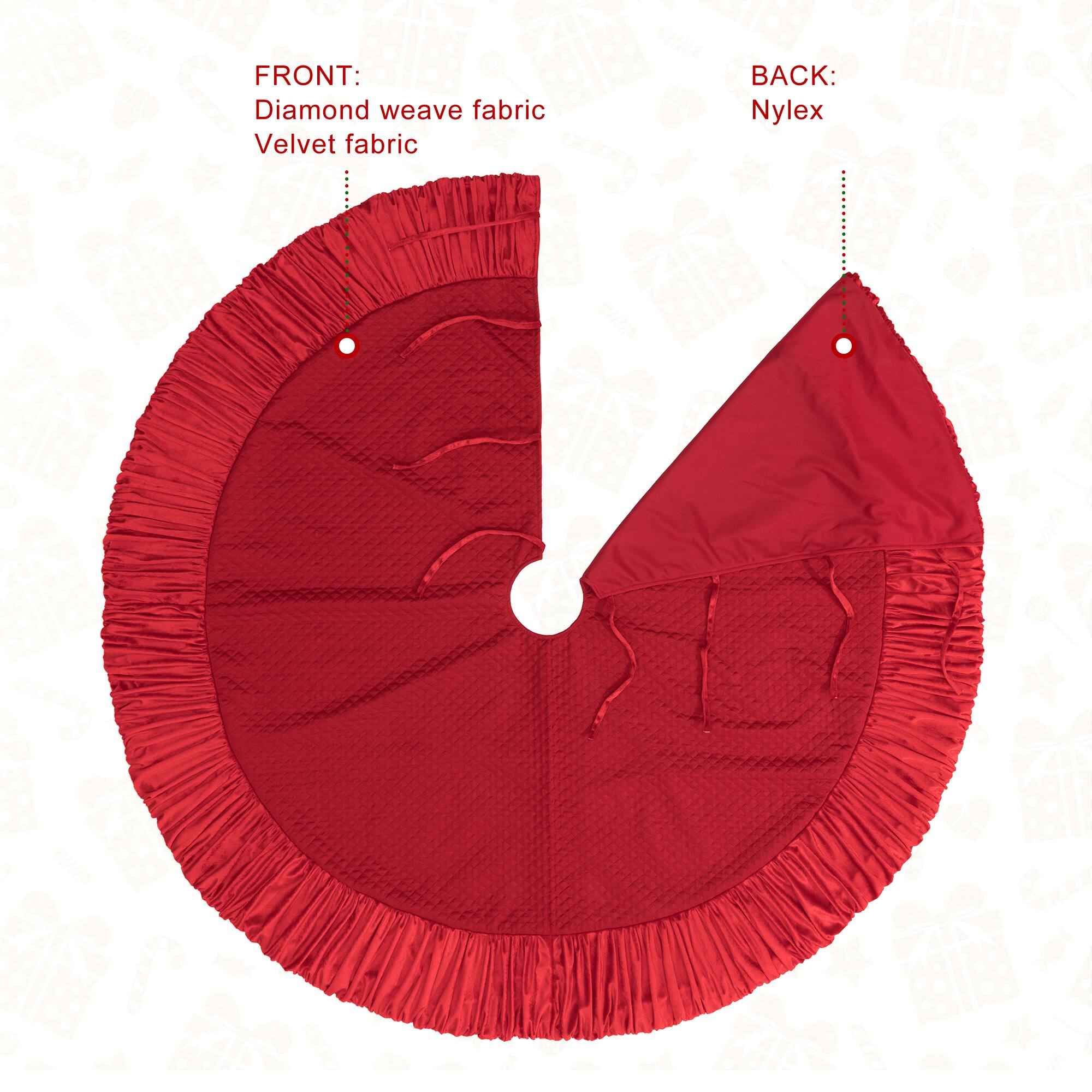 Glitzhome&#xAE; Deluxe Velvet Ruffled Christmas Tree Skirt