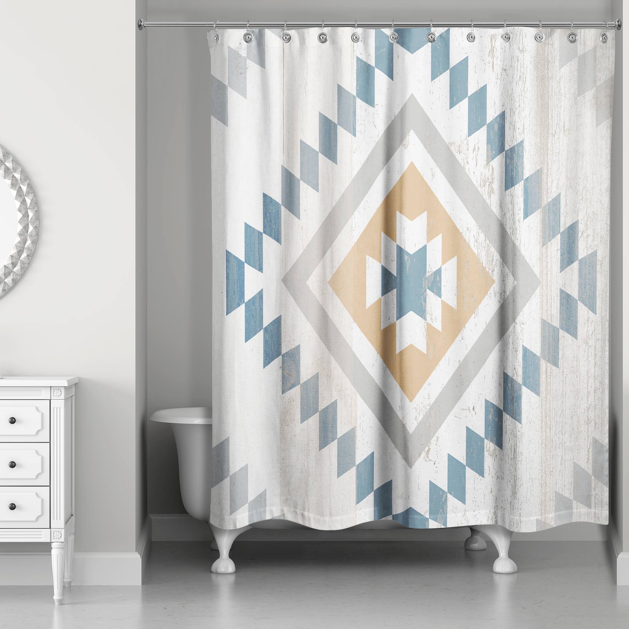 Southwest Diamond Pattern 71&#x22; x 74&#x22; Shower Curtain