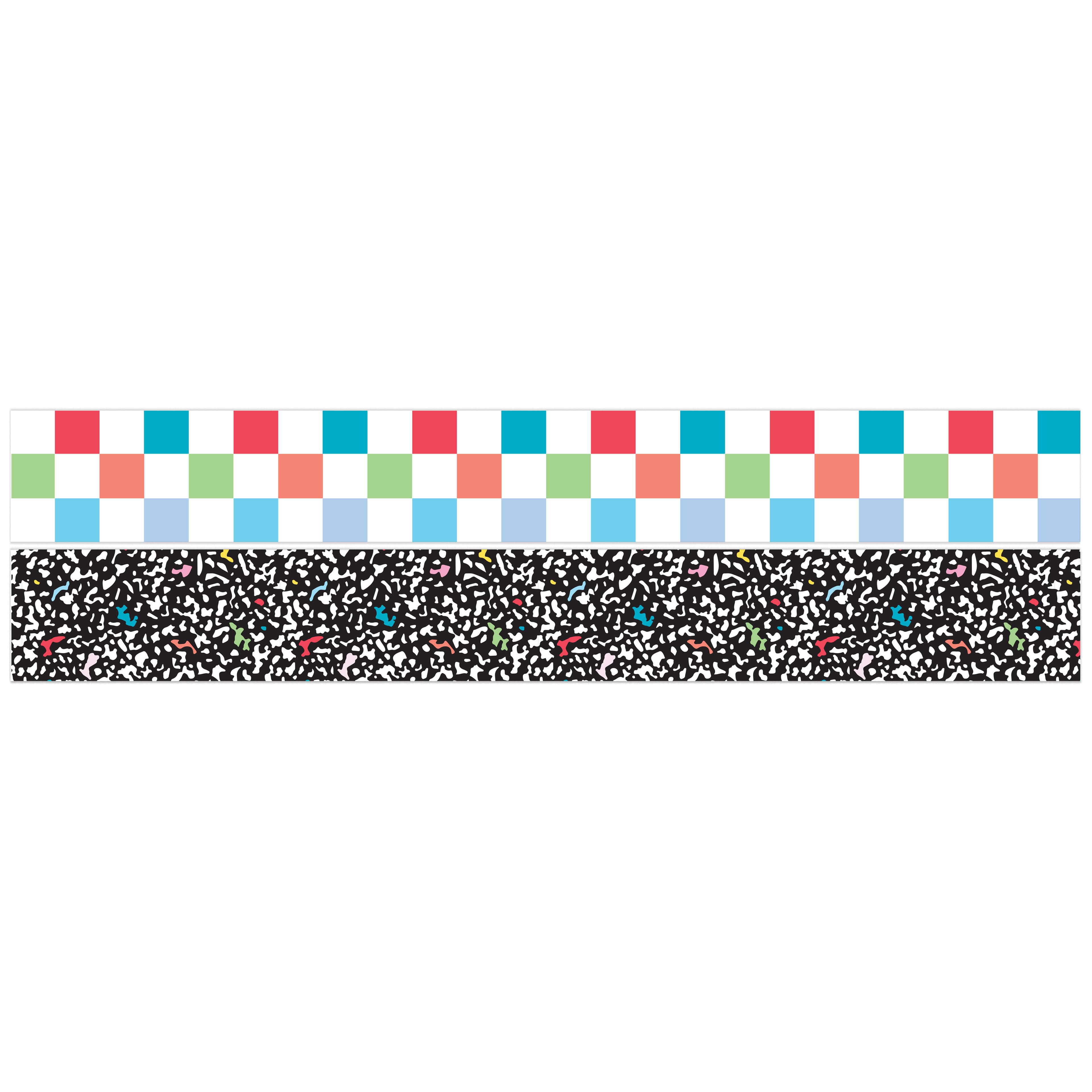 Class Rules! 2.25" x 18" Speckled & Checker Print Borders, 12ct. by B2C™