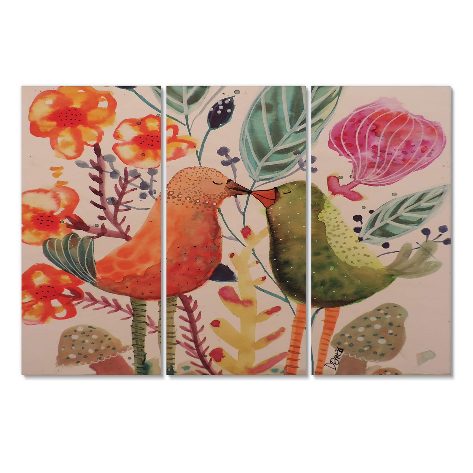 Designart - Smiling Bird Kiss - Cottage Canvas Artwork