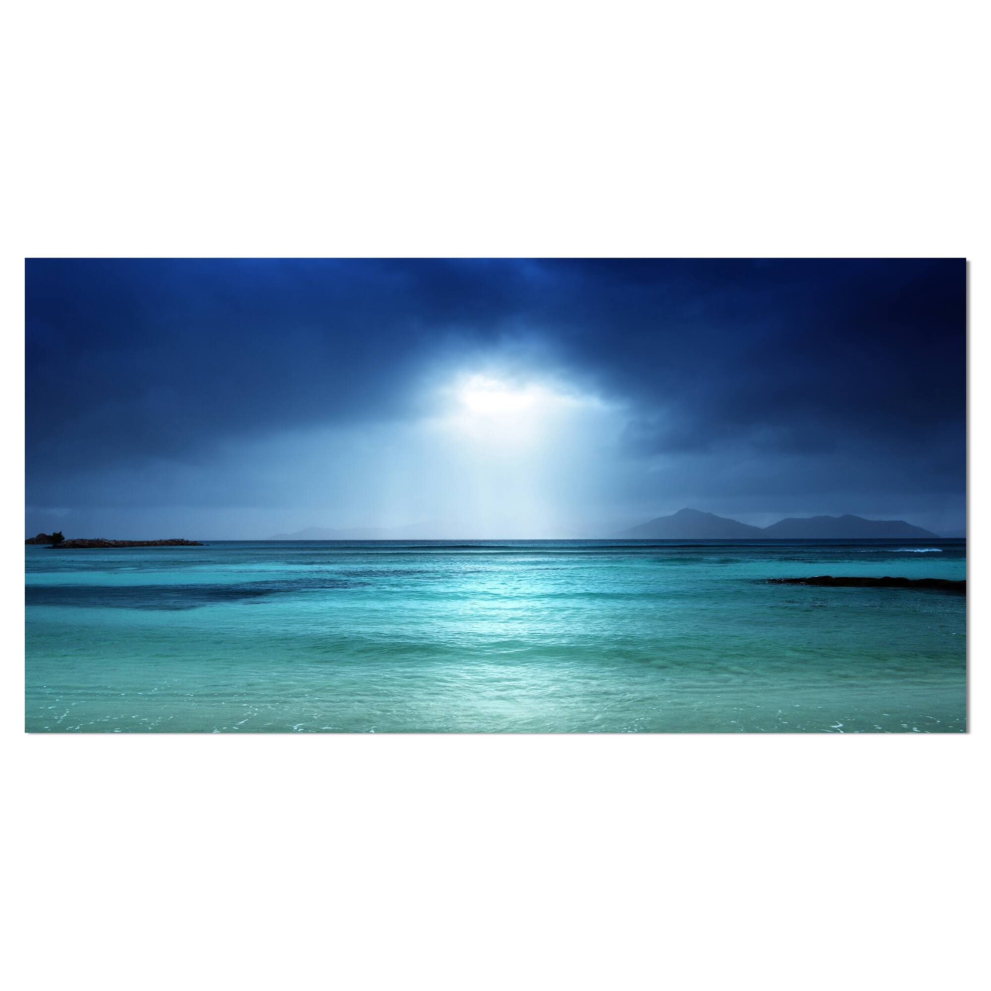 Designart - Blue sky on the beach of la Digue island Seychelles - Sea & Shore Photographic on wrapped Canvas