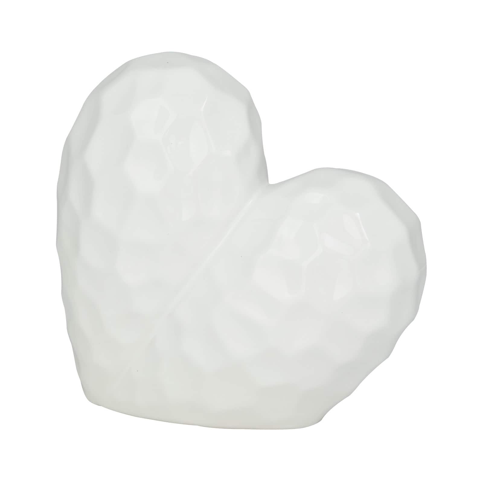 White Porcelain Contemporary Heart Sculpture, 8 x 4 x 8 By Ivory And Iris
