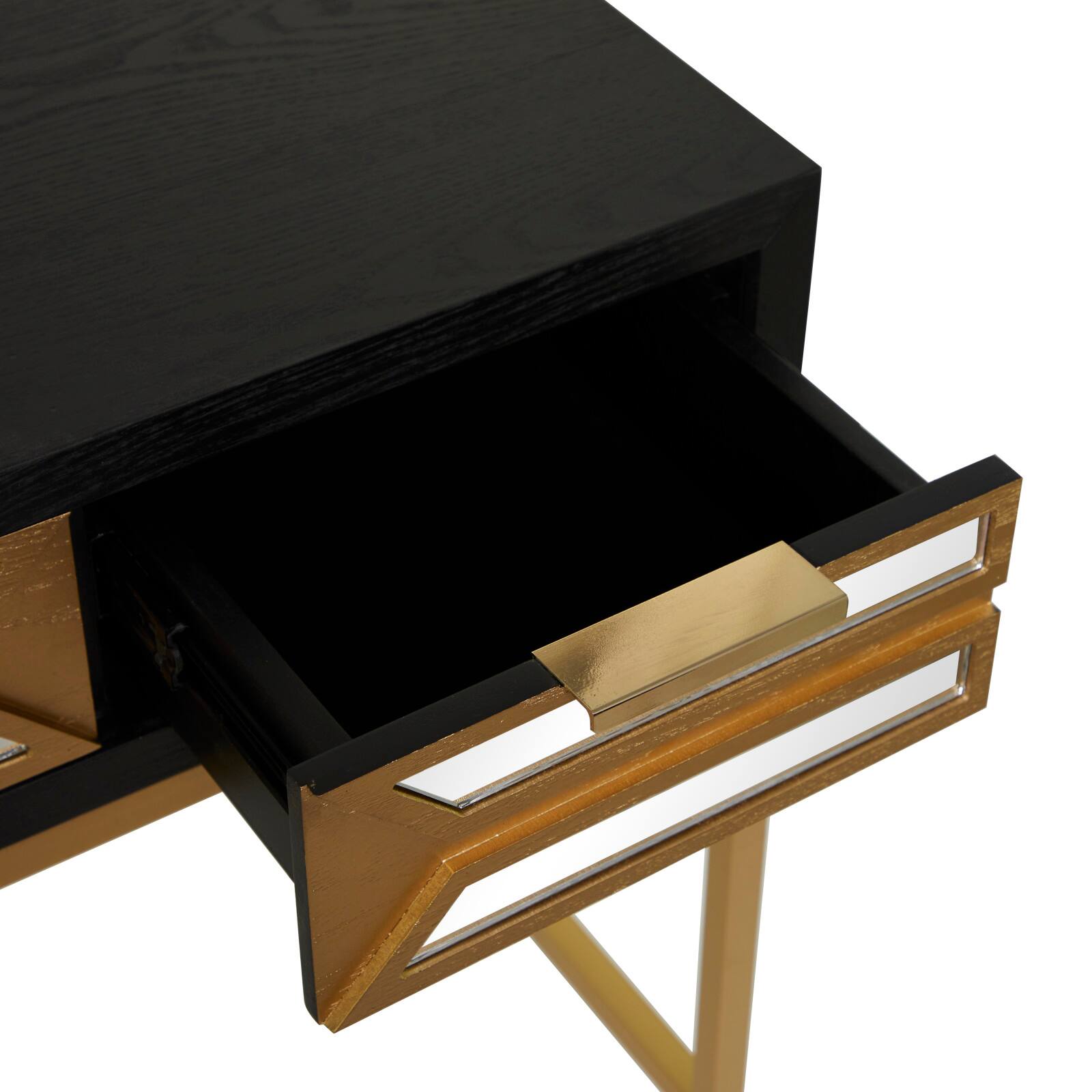 Black Wood Glam Desk, 46" x 20" x 30"