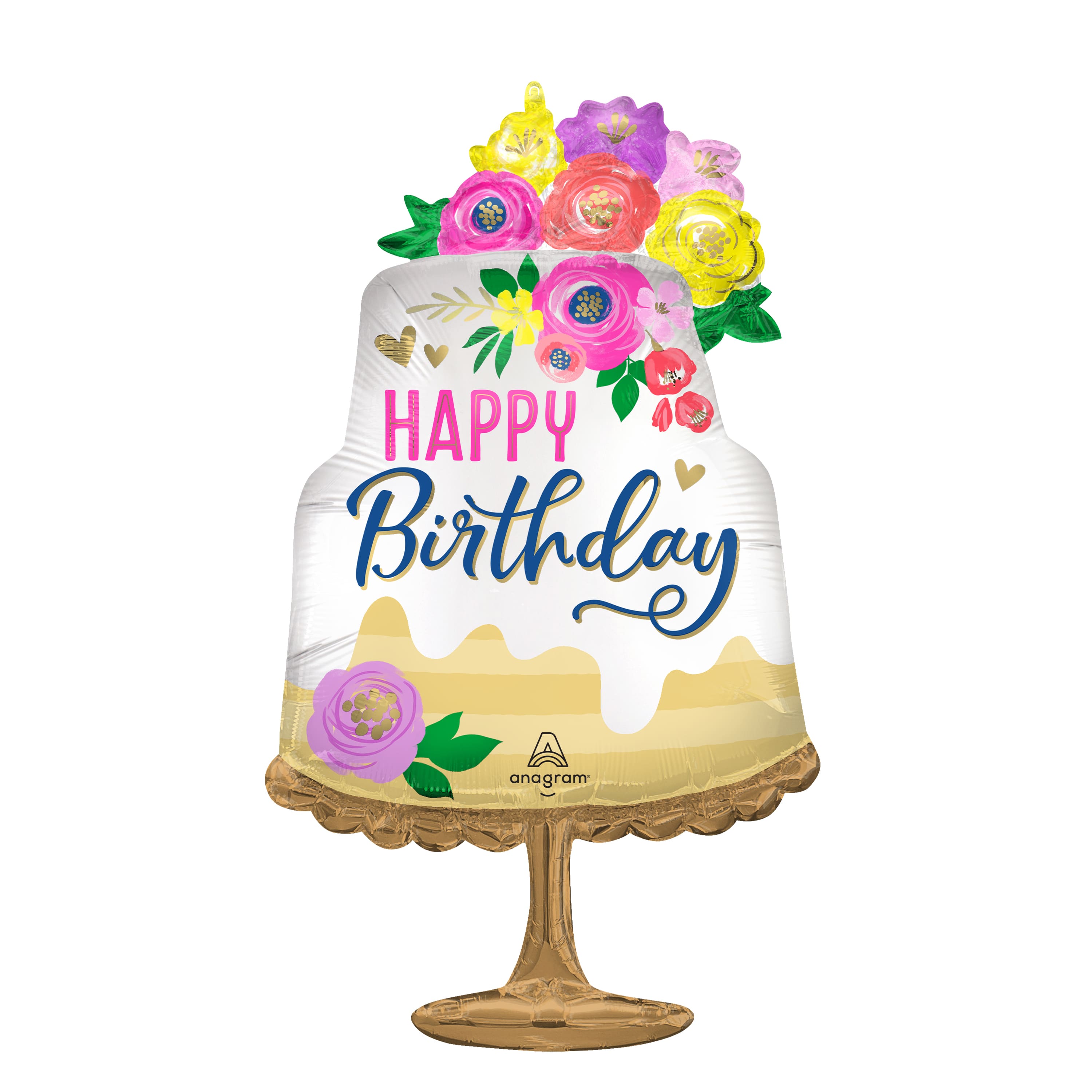 32&#x22; Artful Floral Birthday Foil Balloon