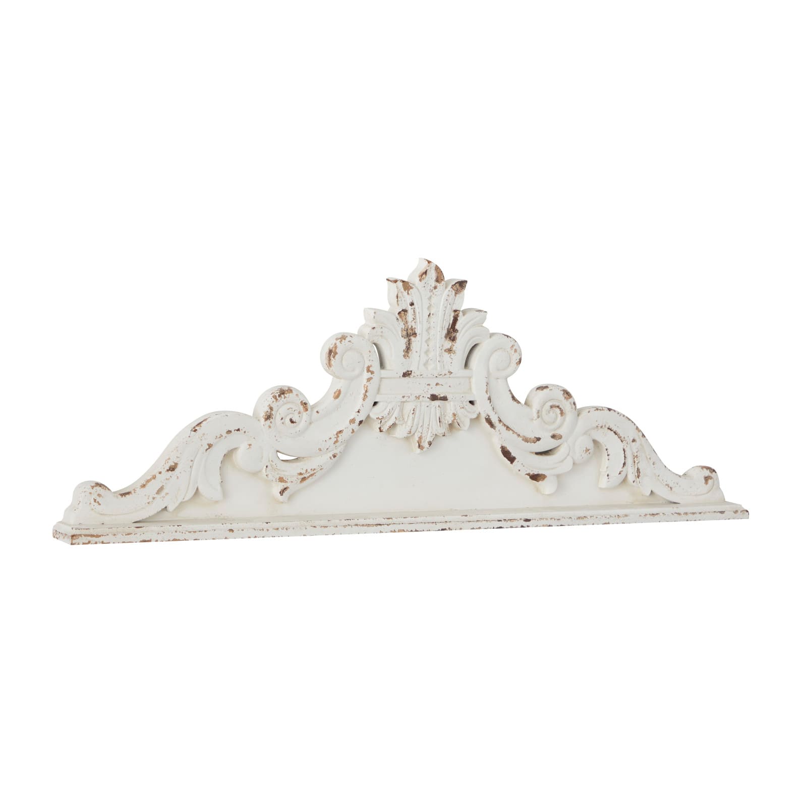 White Wood French Country Carved Wall Decor 14&#x22; x 39&#x22; x 3&#x22;