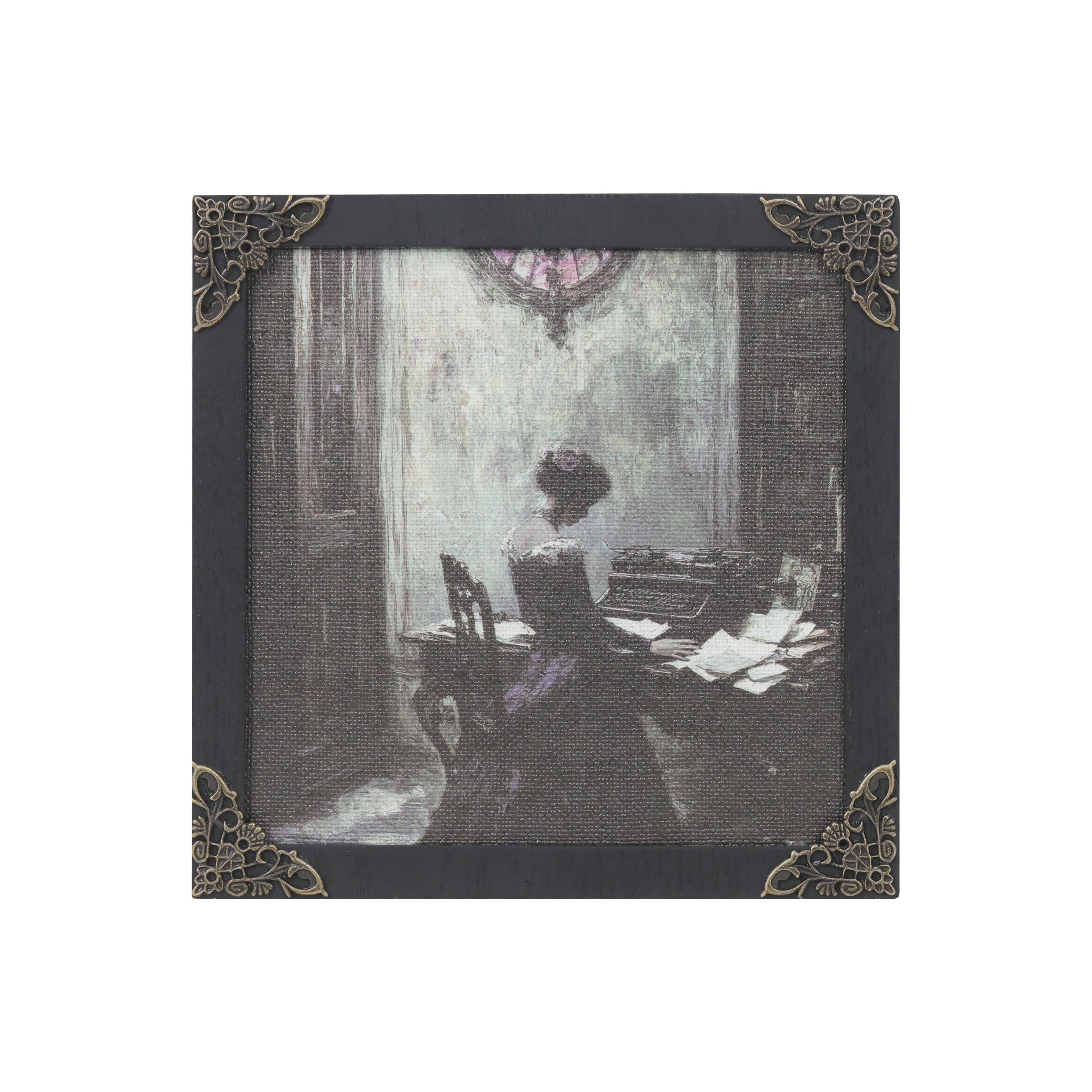 7&#x22; Reading Woman Tabletop D&#xE9;cor in Black Frame with Filigree Corners by Ashland&#xAE;