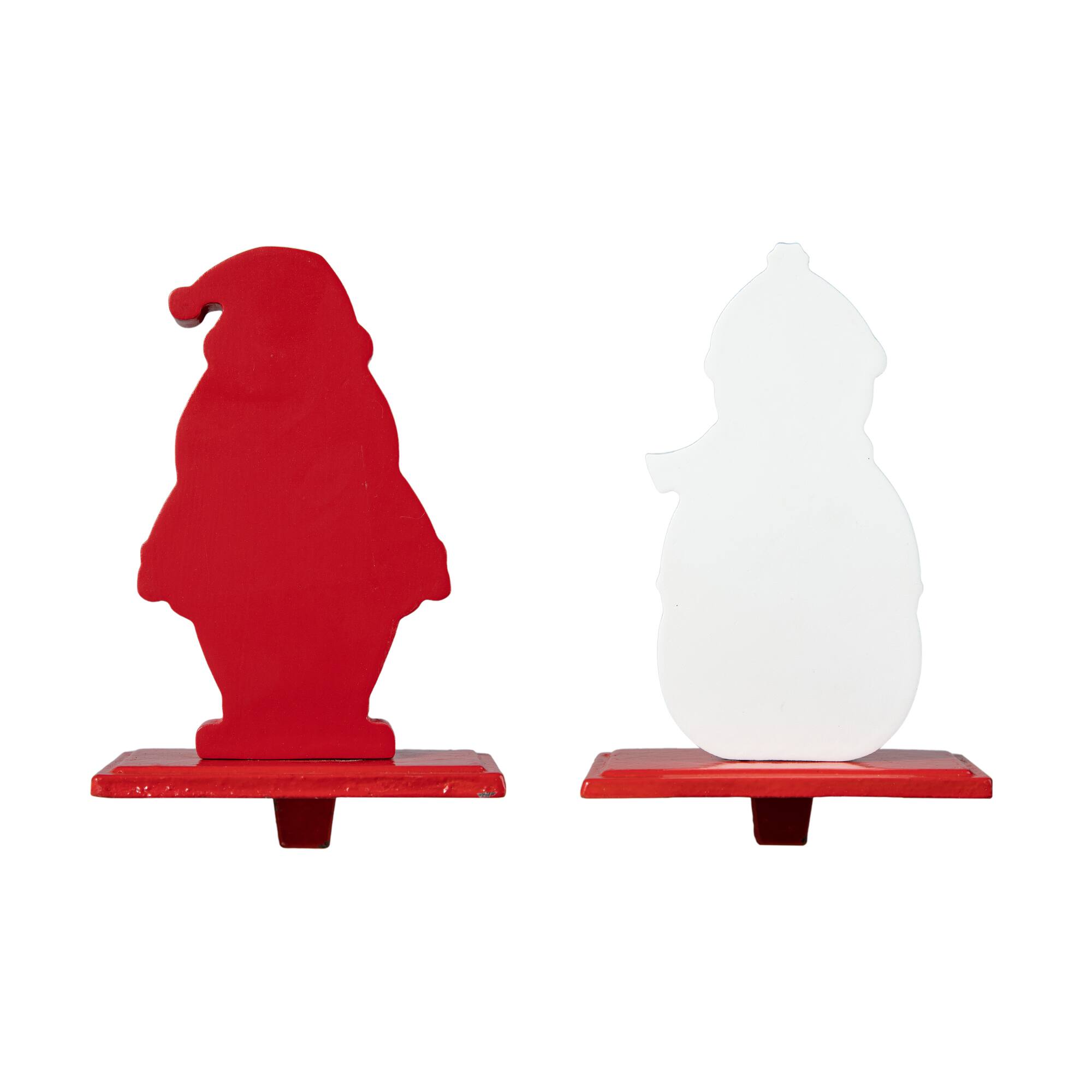Glitzhome&#xAE; 6.5&#x22; Christmas Santa &#x26; Snowman Stocking Holder Set