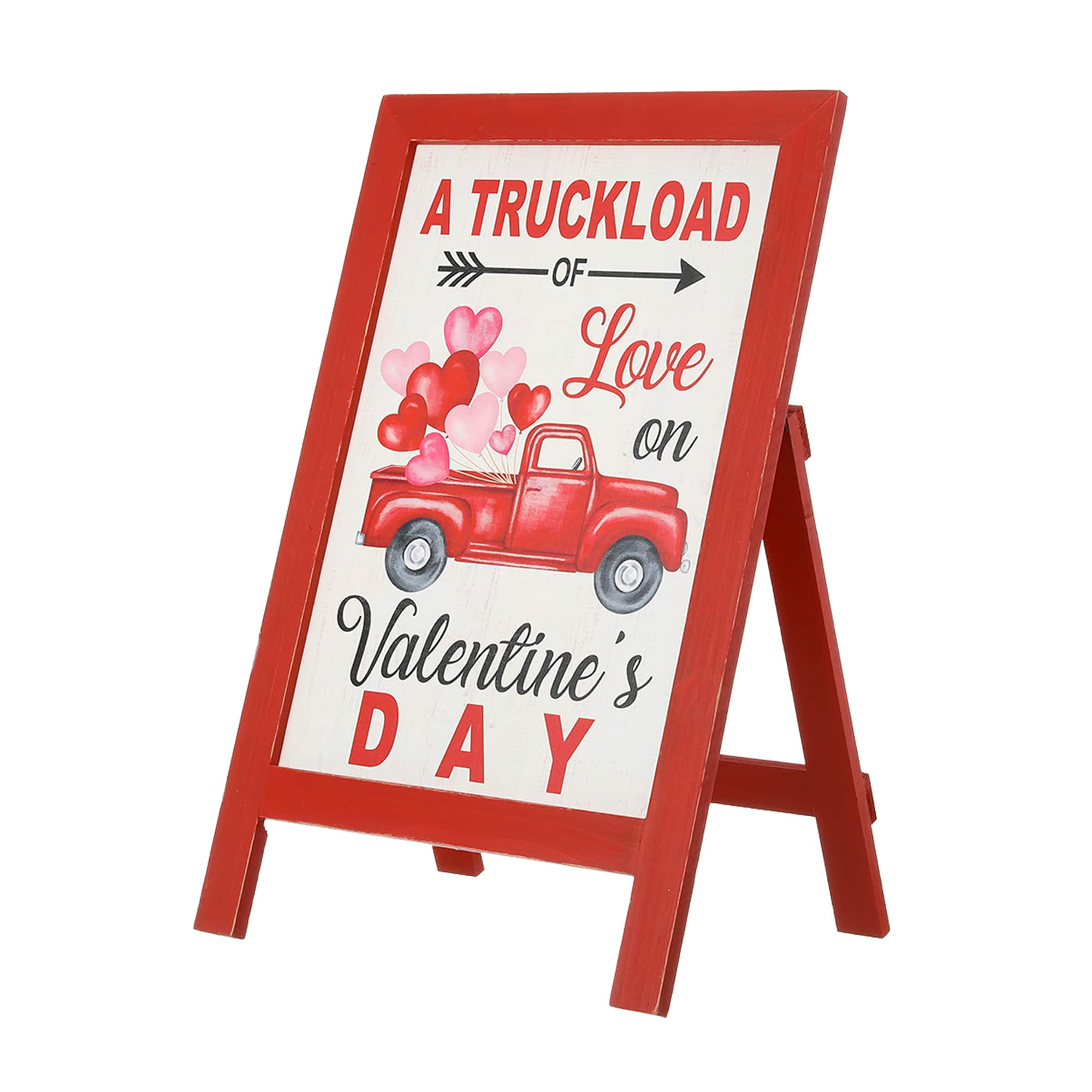 Glitzhome&#xAE; 24&#x22; Wooden Valentine&#x27;s Truck Standing Porch Sign