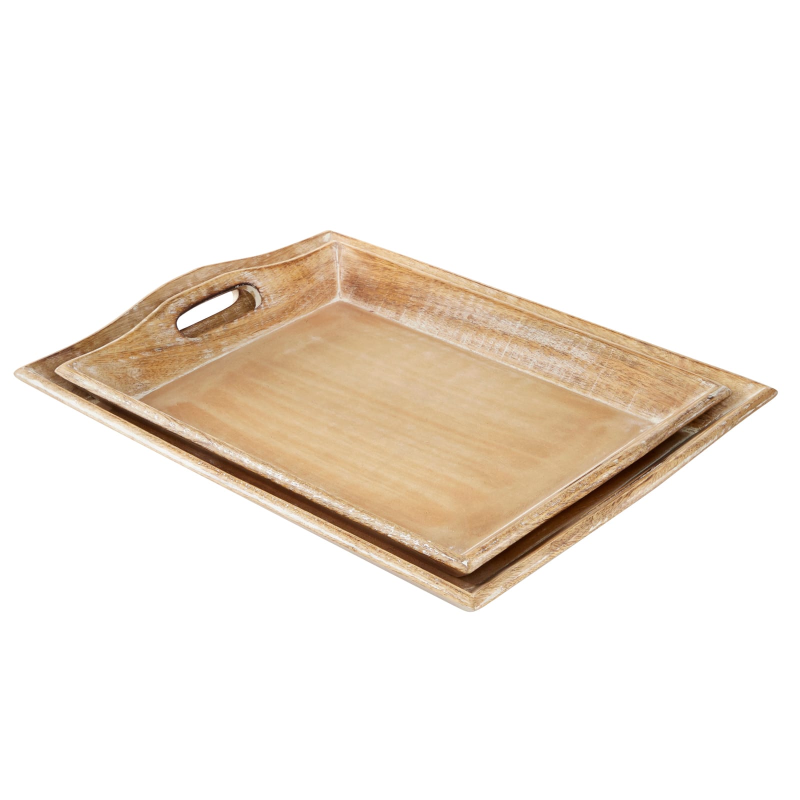 Brown Mango Wood Traditional Tray Set