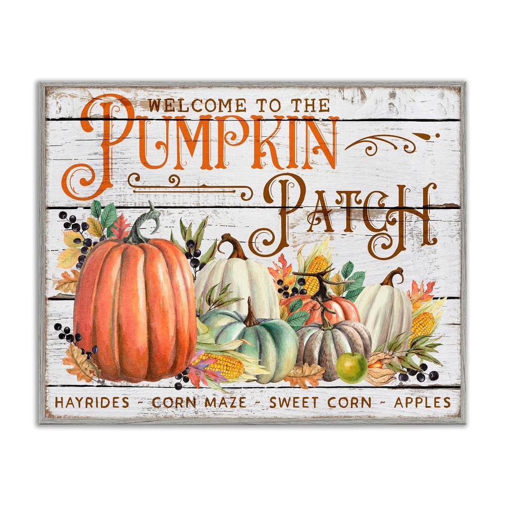 Stupell Industries Welcome Pumpkin Patch Framed Giclee Art