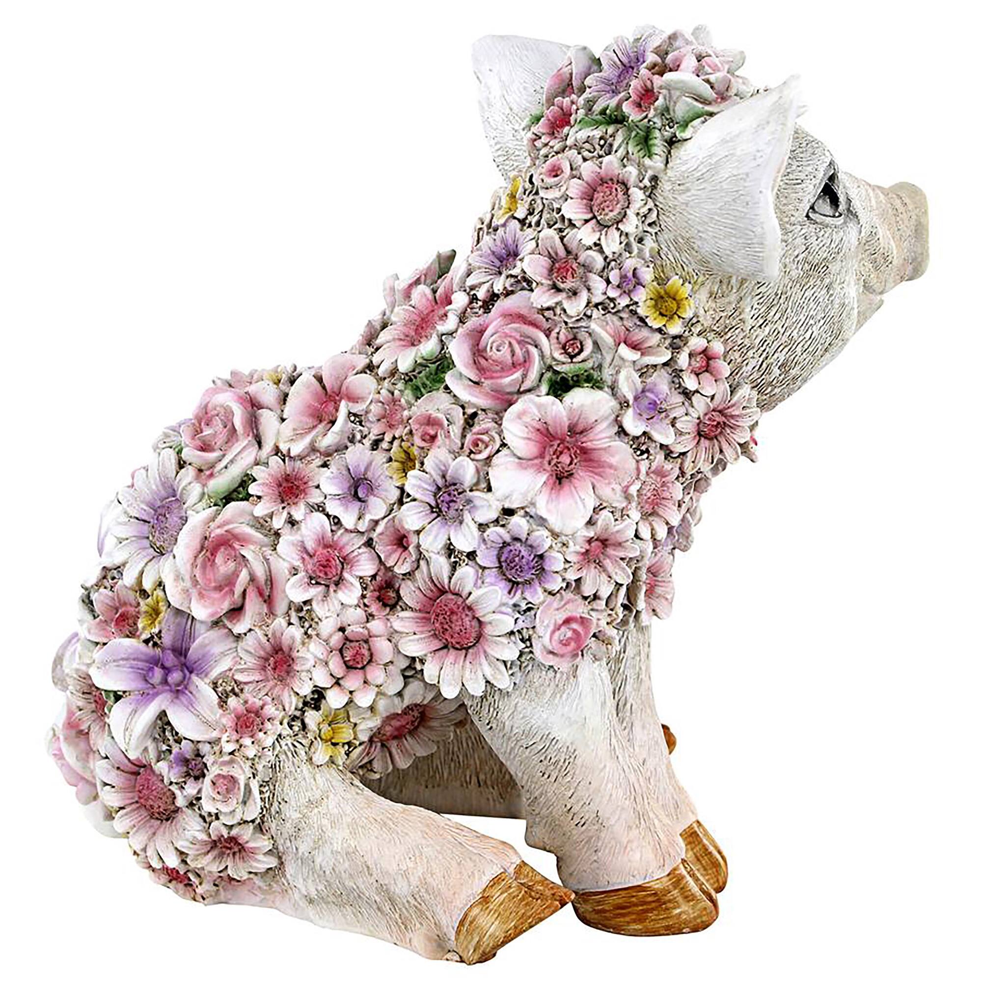 Design Toscano 8.8" Flower Power Pig Farm Animal Statue