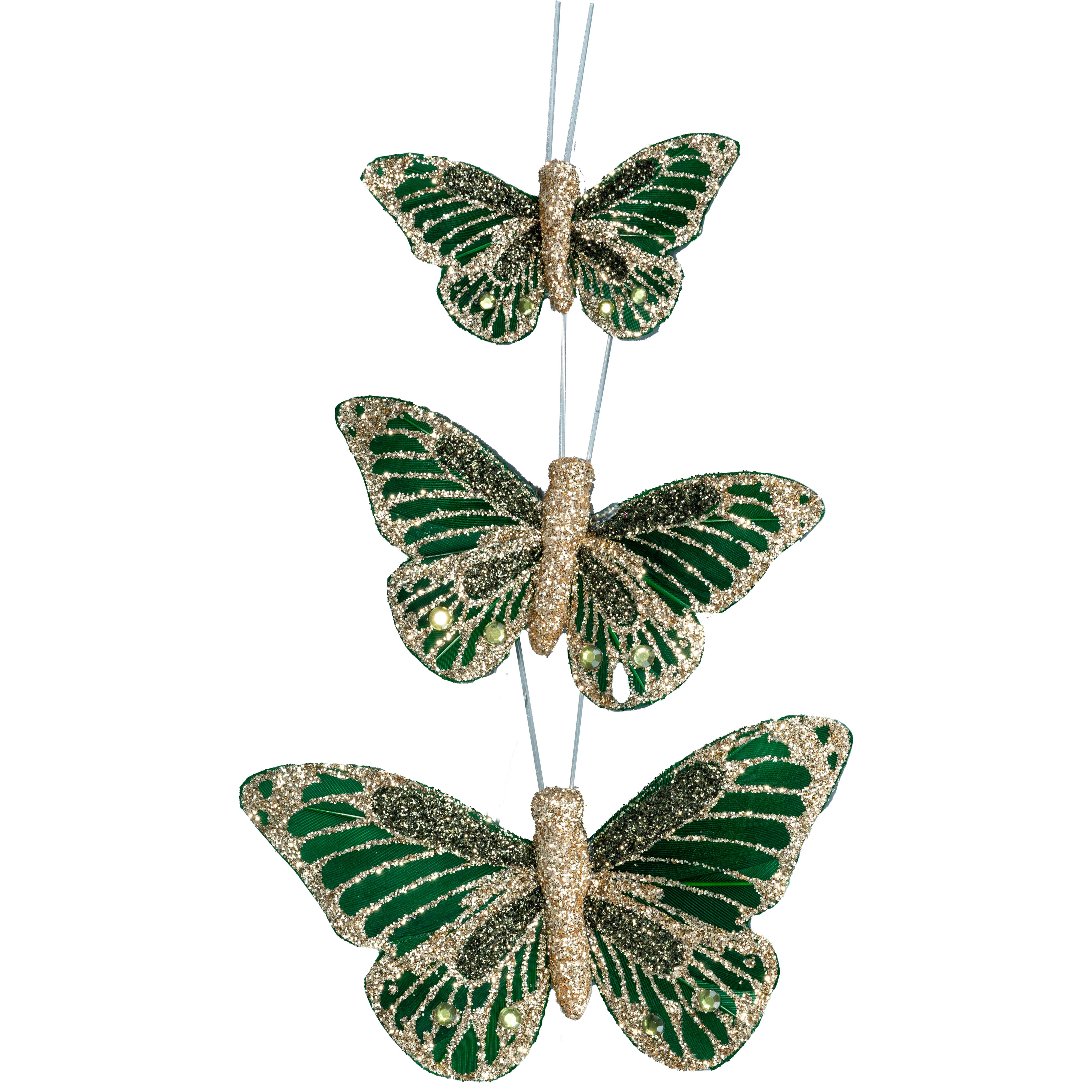Feather Butterfly with Gold Glitter Set by Ashland&#xAE;