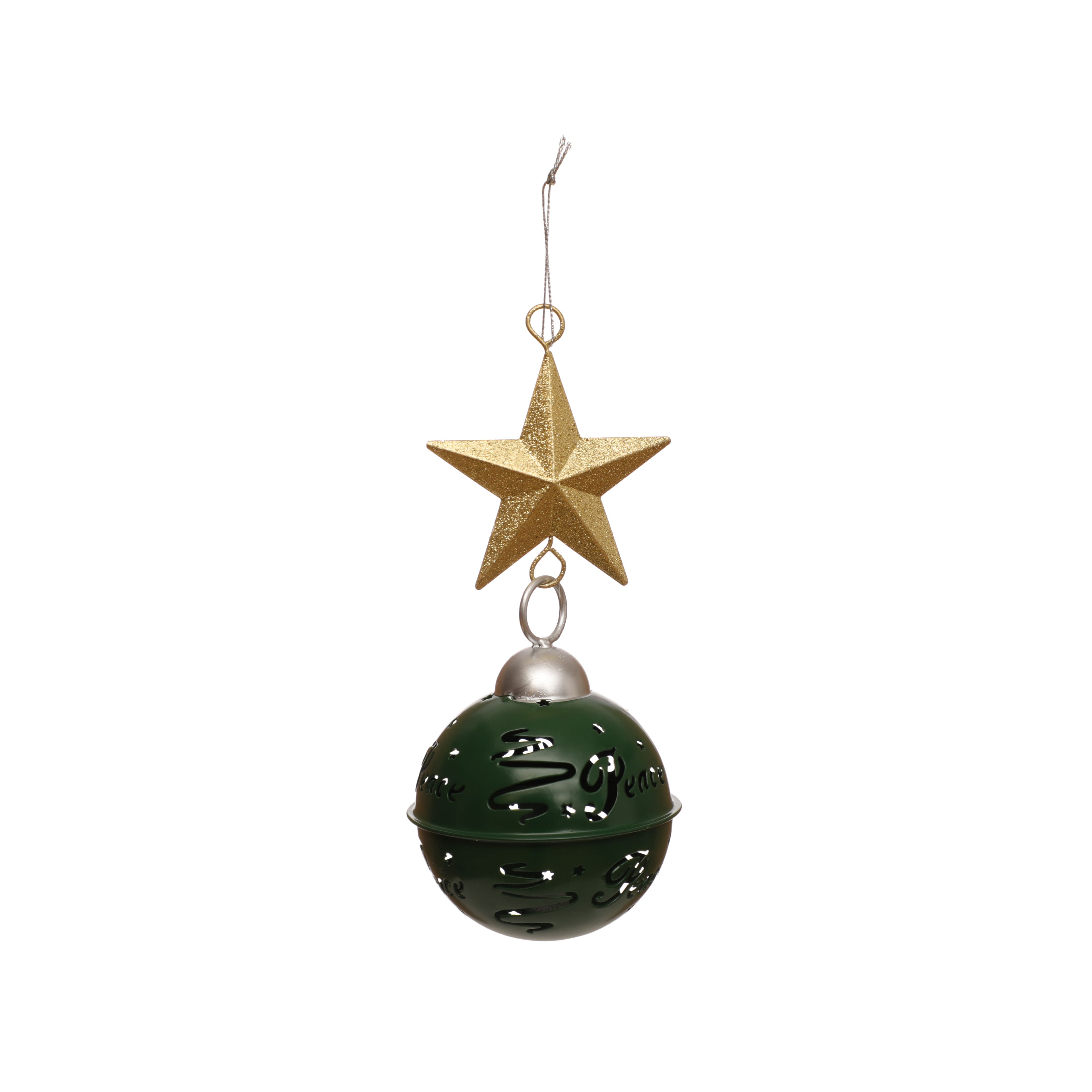 8&#x22; Green Ball Ornament with Star by Ashland&#xAE;