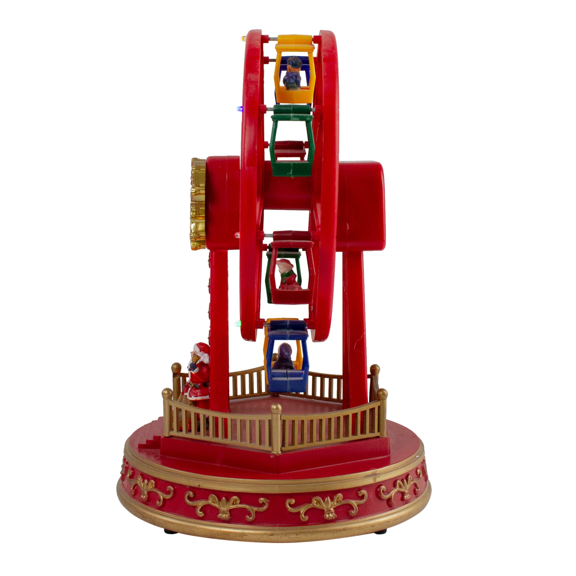 11" Red & Gold LED Musical Rotating Christmas Ferris Wheel