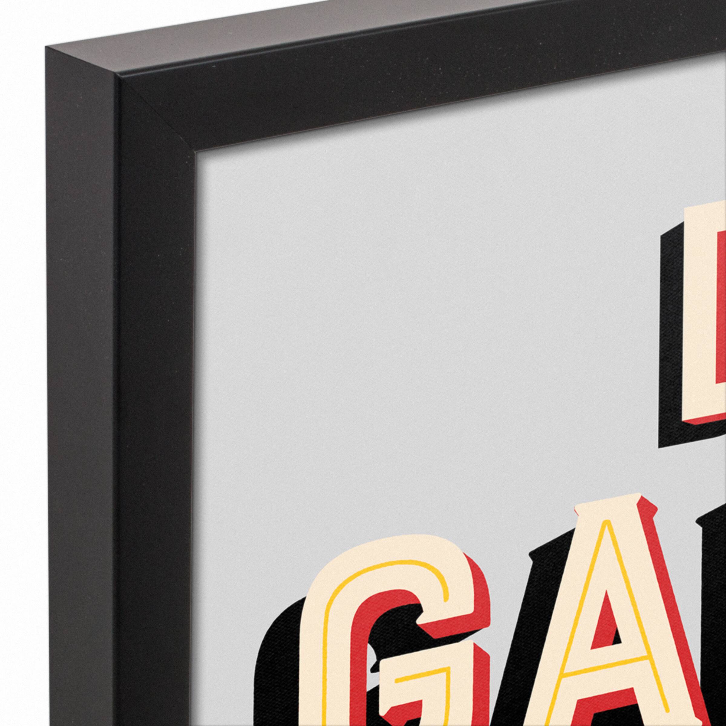 Dad's Garage Black Framed Canvas