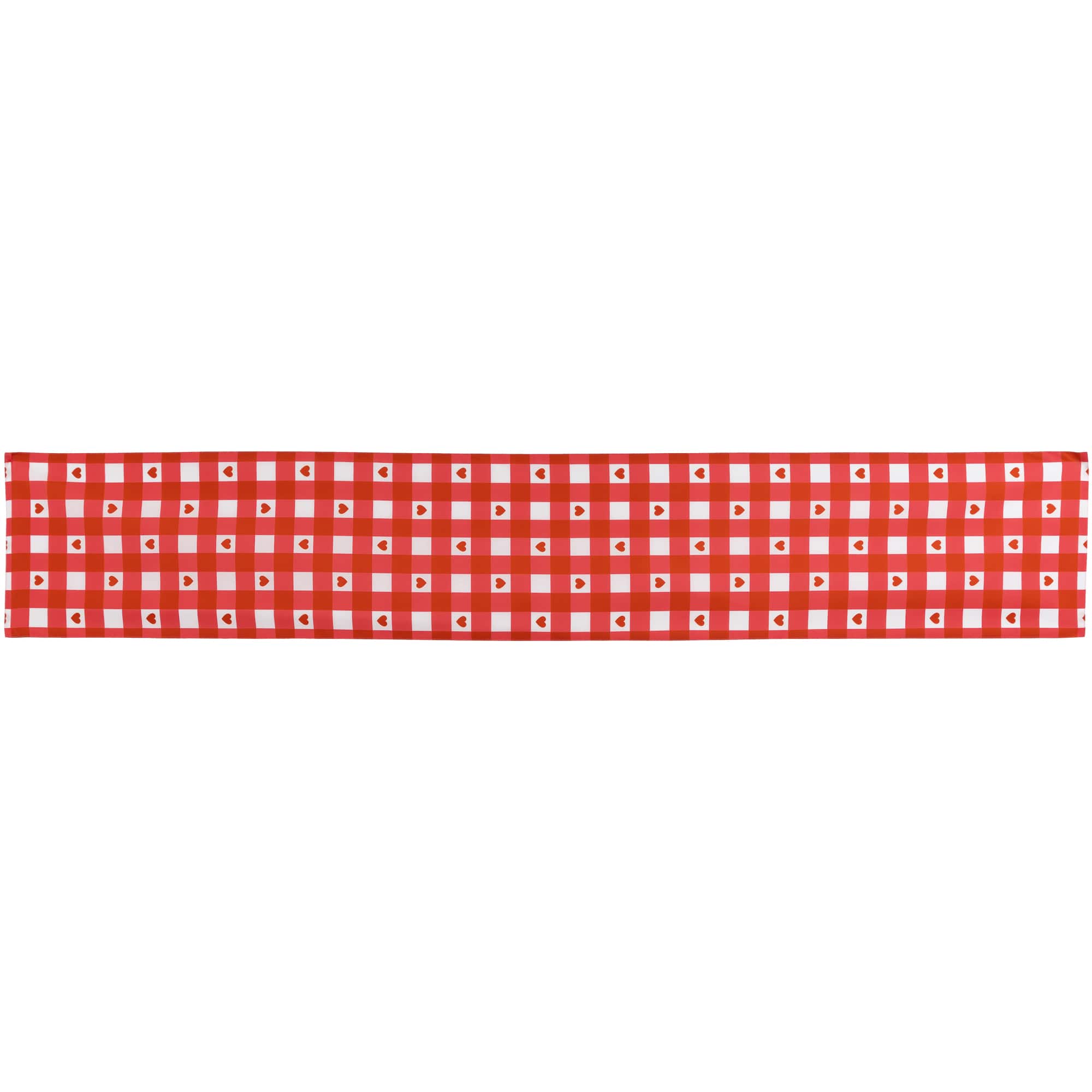 72&#x22; Checkered Heart Valentine&#x27;s Day Table Runner