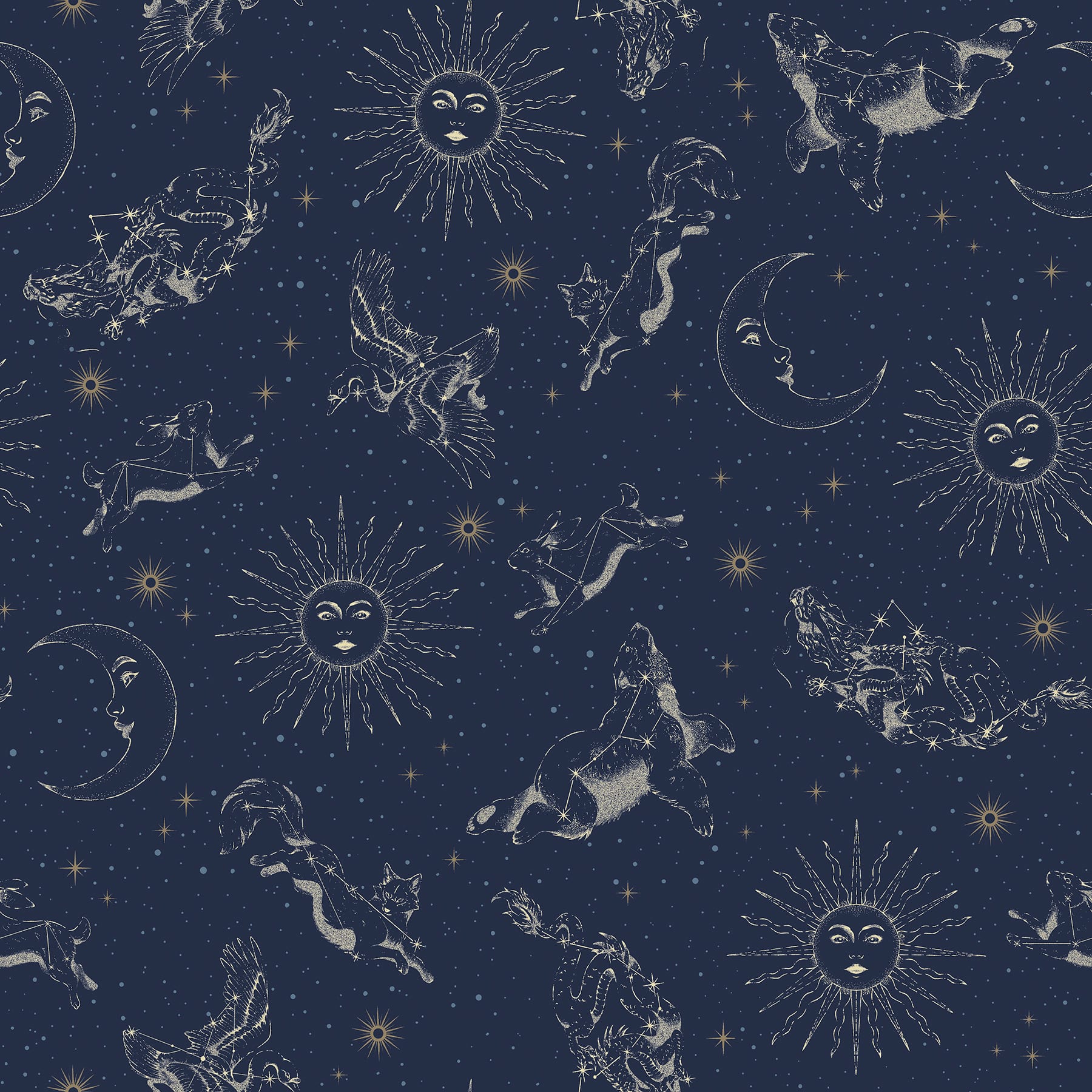 RoomMates Zodiac Dreams Navy Peel &#x26; Stick Wallpaper