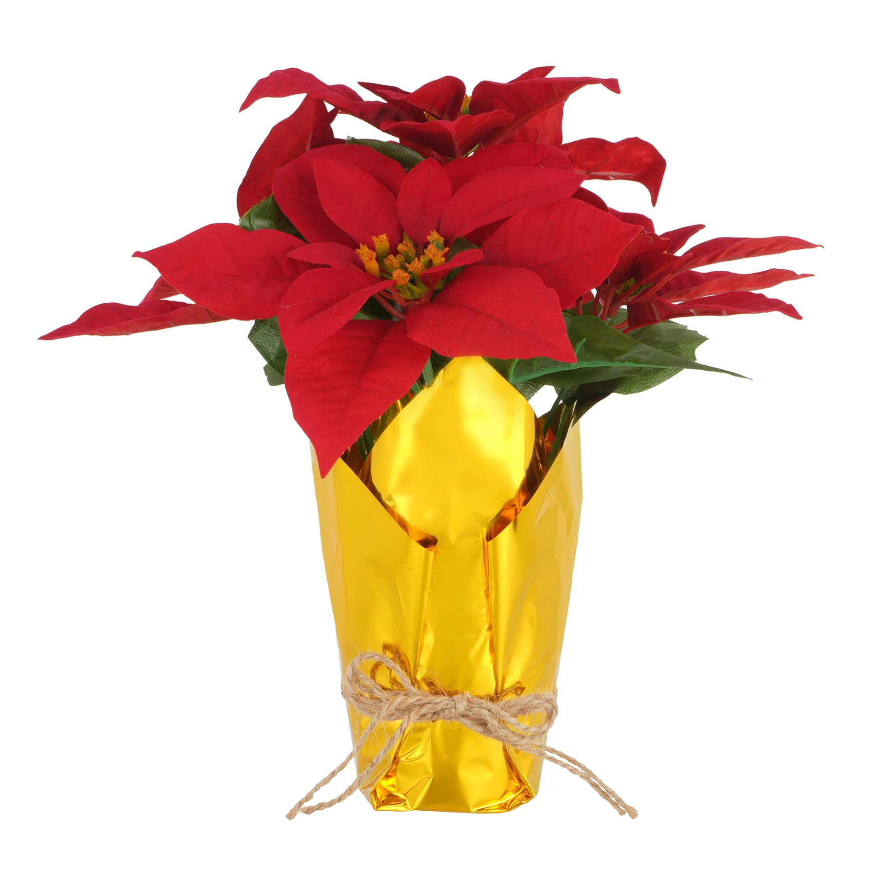 15&#x22; Red Poinsettia Arrangement in Gold Wrapped Pot by Ashland&#xAE;