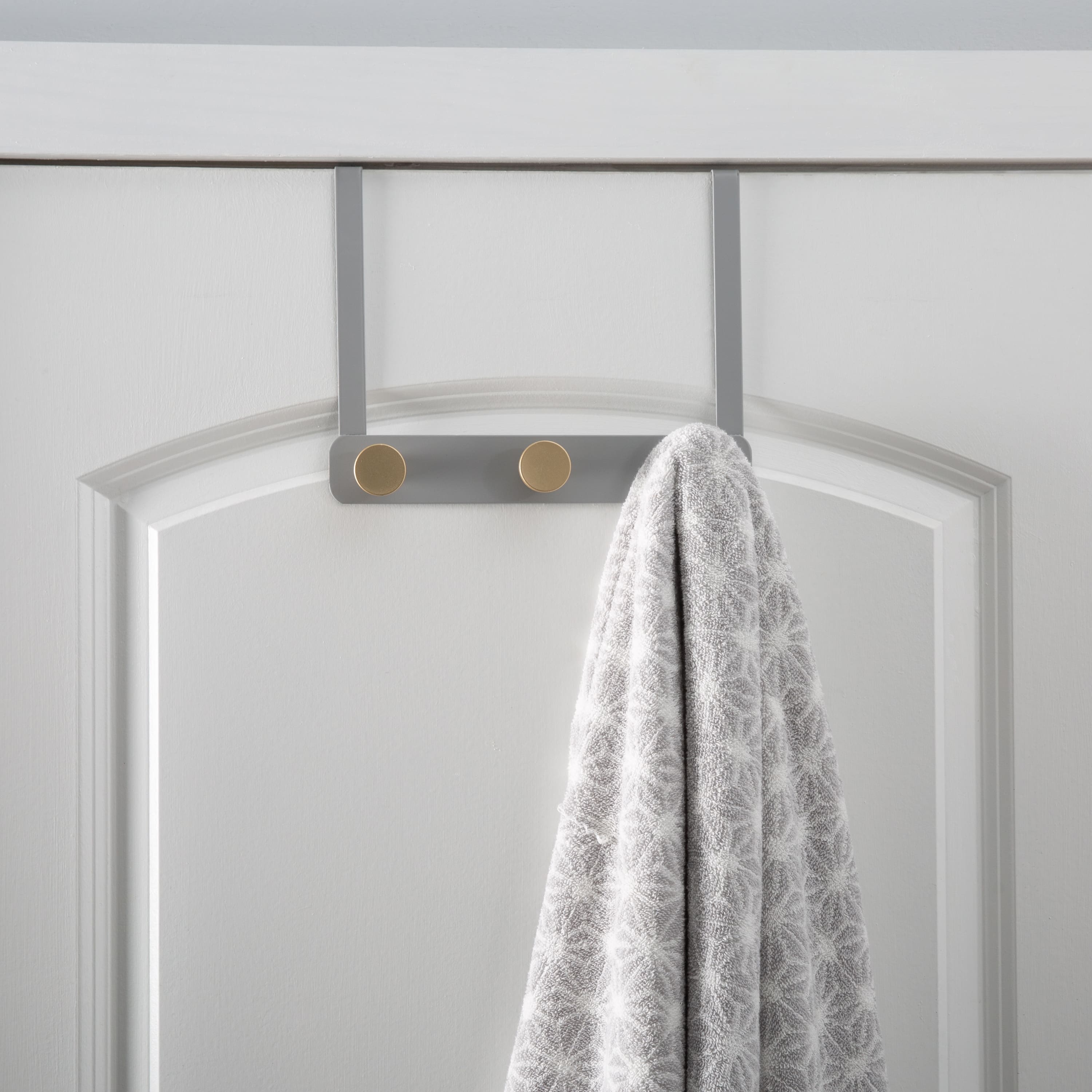 Elle D&#xE9;cor Gray 3 Hook Over the Door Hook