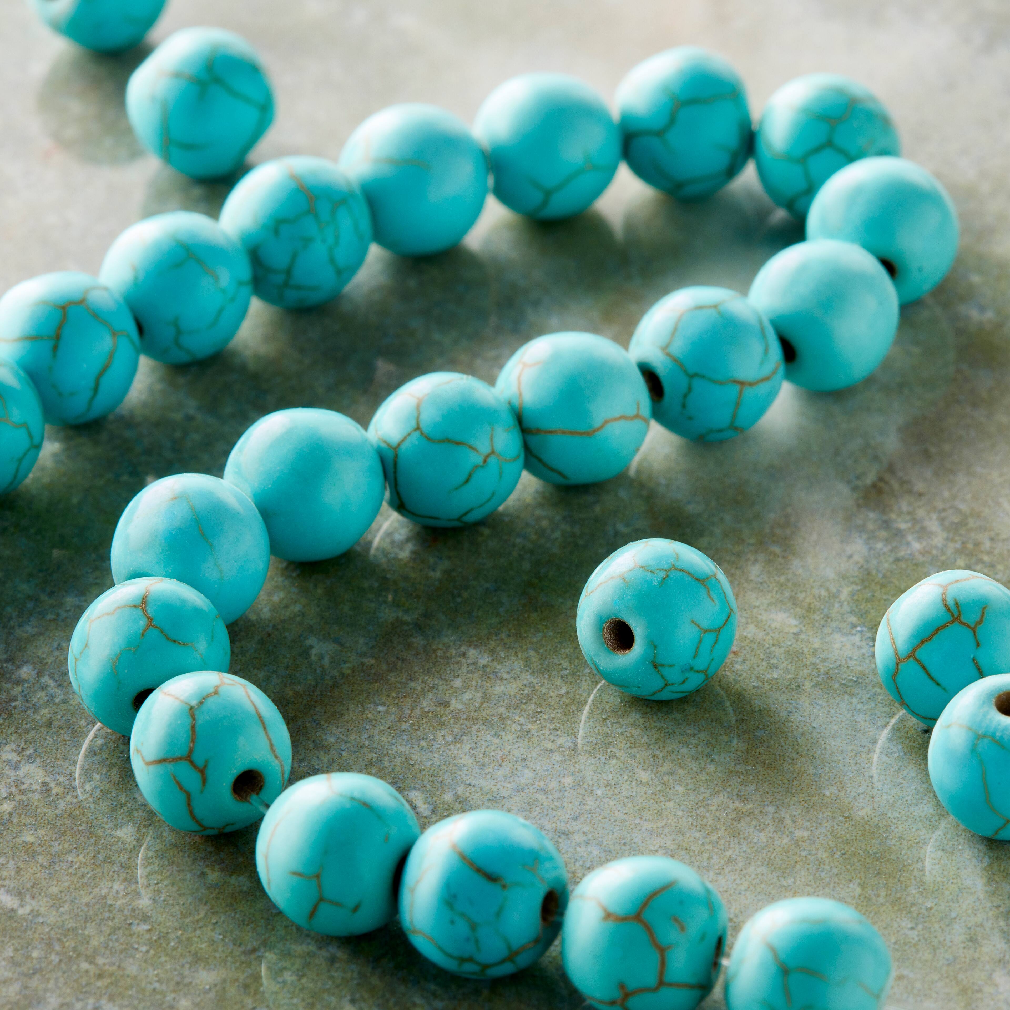 12 Pack:  Turquoise Dyed Howlite Round Beads, 8mm by Bead Landing&#x2122;