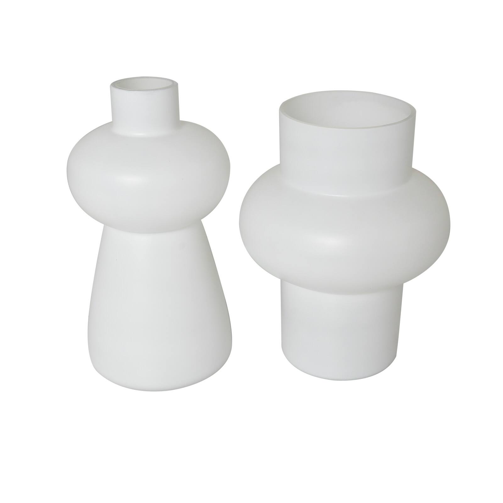 White Glass Unique Trumpet Vase Set