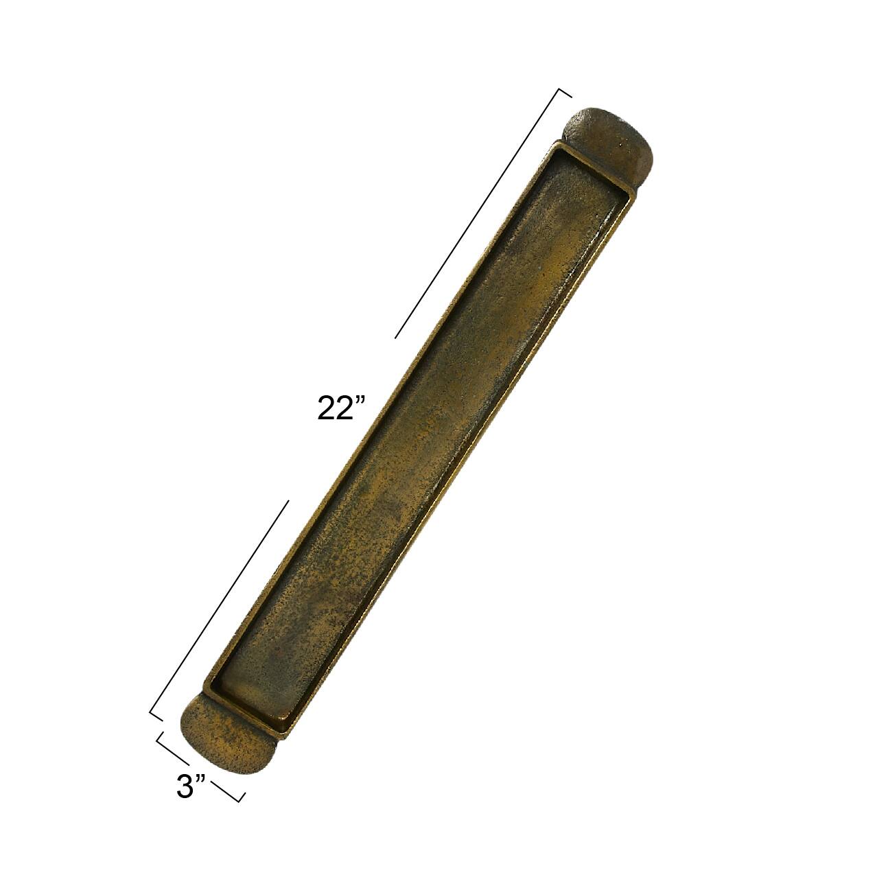 Hello Honey® 22" Antique Gold Finish Vintage Decorative Narrow Aluminum Tray