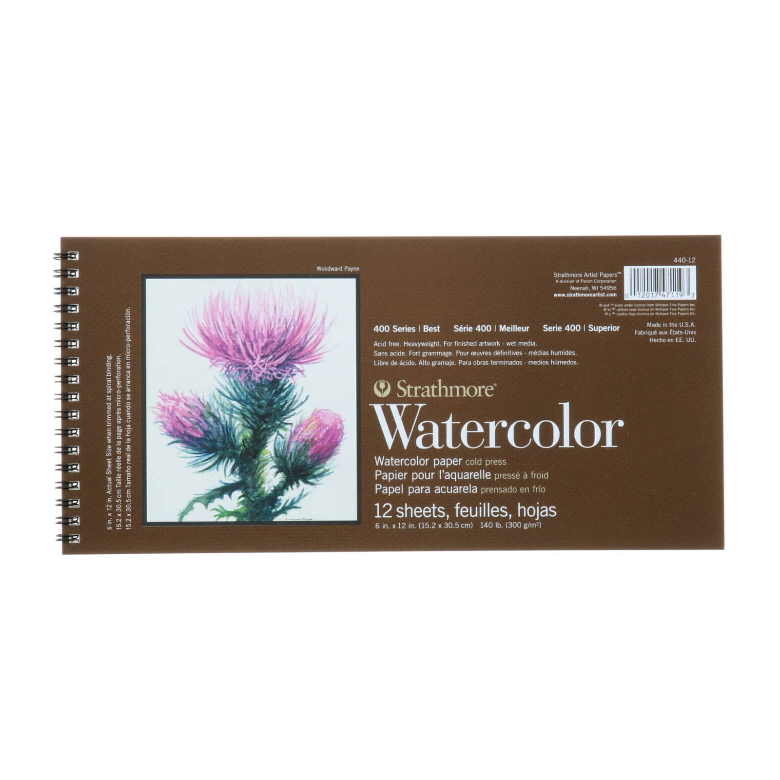 Strathmore® 400 Series Wired Watercolor Paper Pad 12x18 