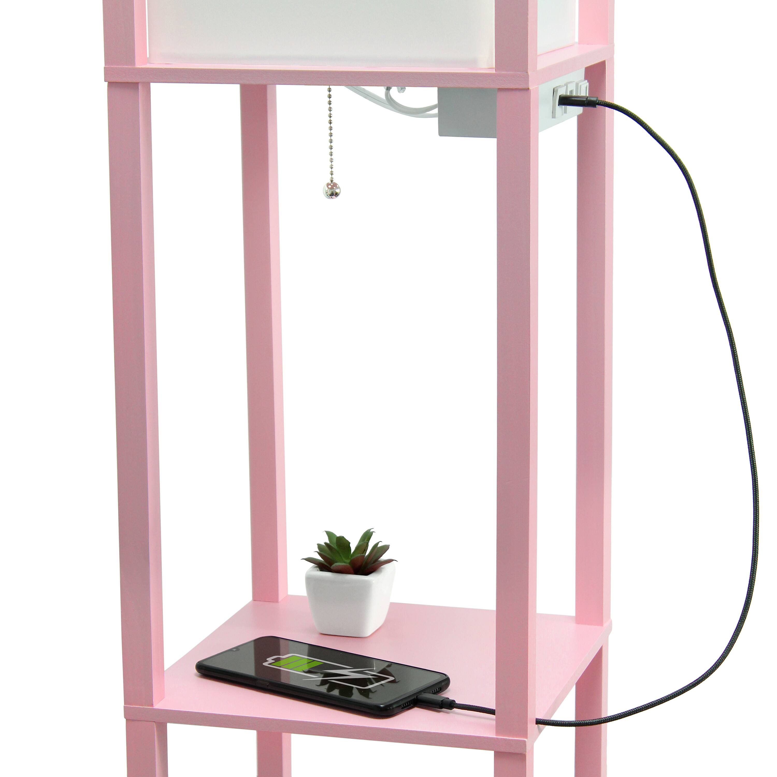 Simple Designs Floor Lamp with 2 USB Charging Ports/1 Outlet
