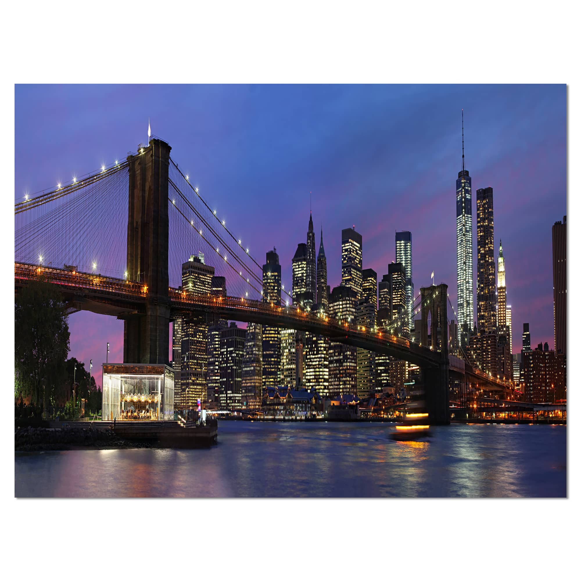 Designart - Brooklyn Bridge and Manhattan at sunset - Extra Large Canvas Art Print