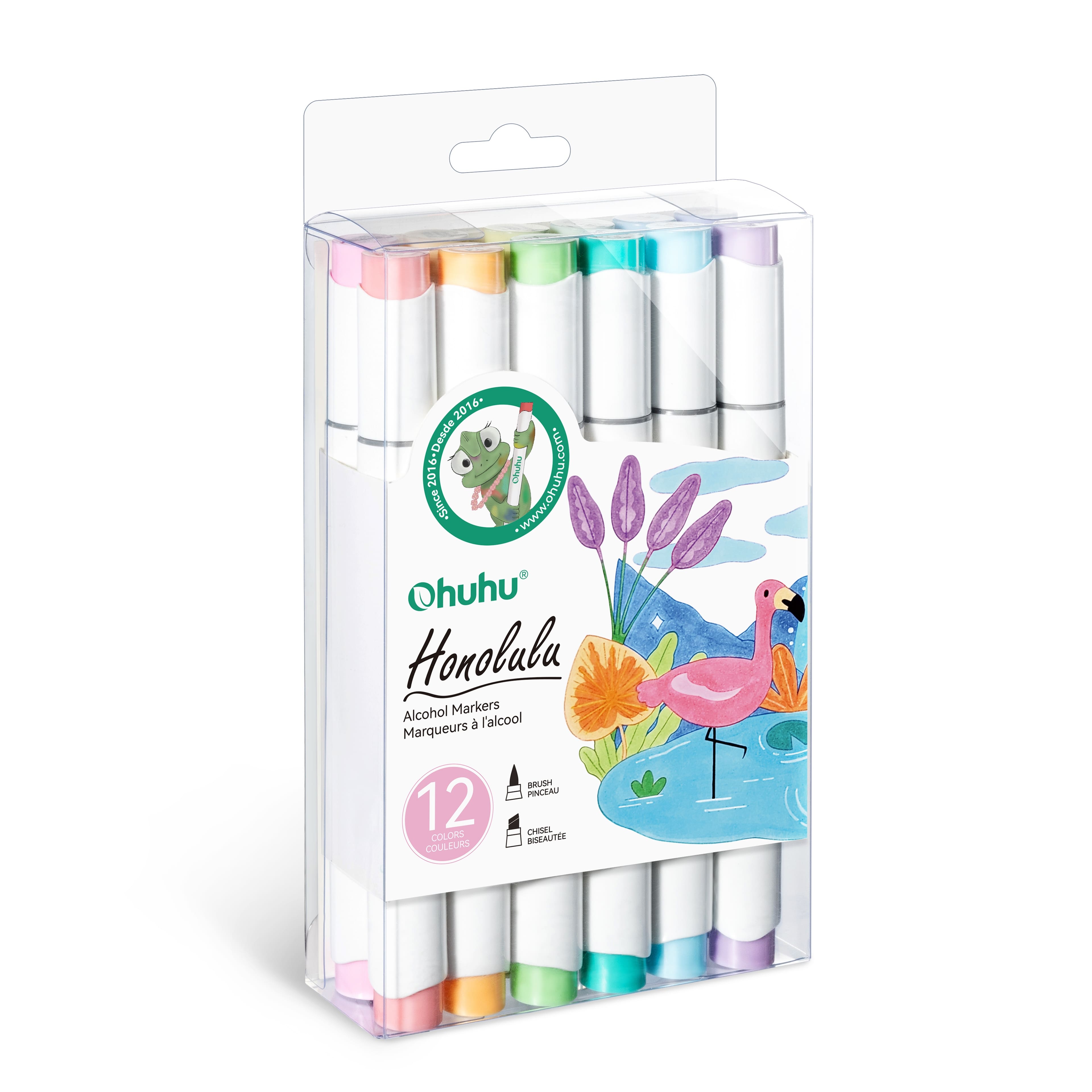 Ohuhu Refillable 320 Colors Alcohol Markers Brush Tip- Double Tipped Alcohol-based Art Sketch Marker Set for Artist Adults Coloring Illustration - Honolulu B of Ohuhu Markers -Brush & Fine Dual Tips