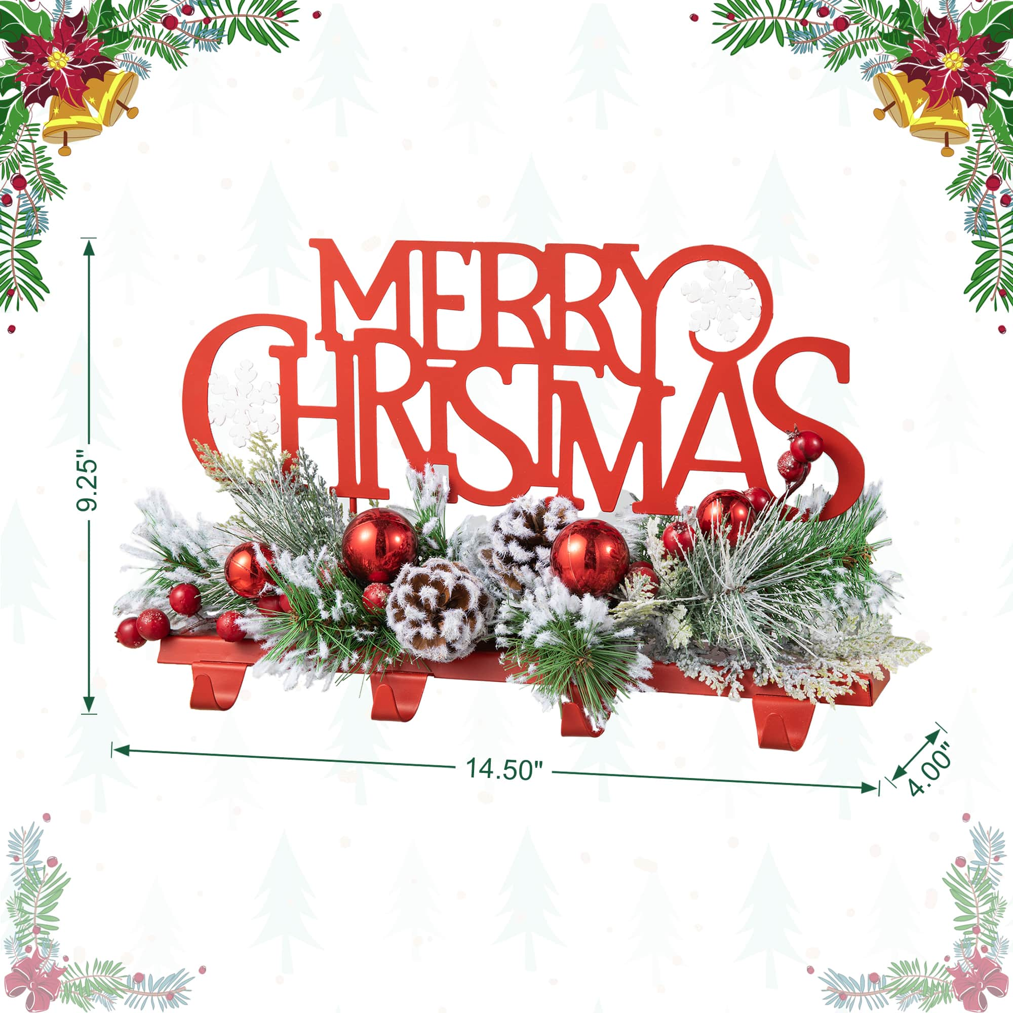 Glitzhome&#xAE; 14.5&#x22; Merry Christmas Metal Stocking Holder