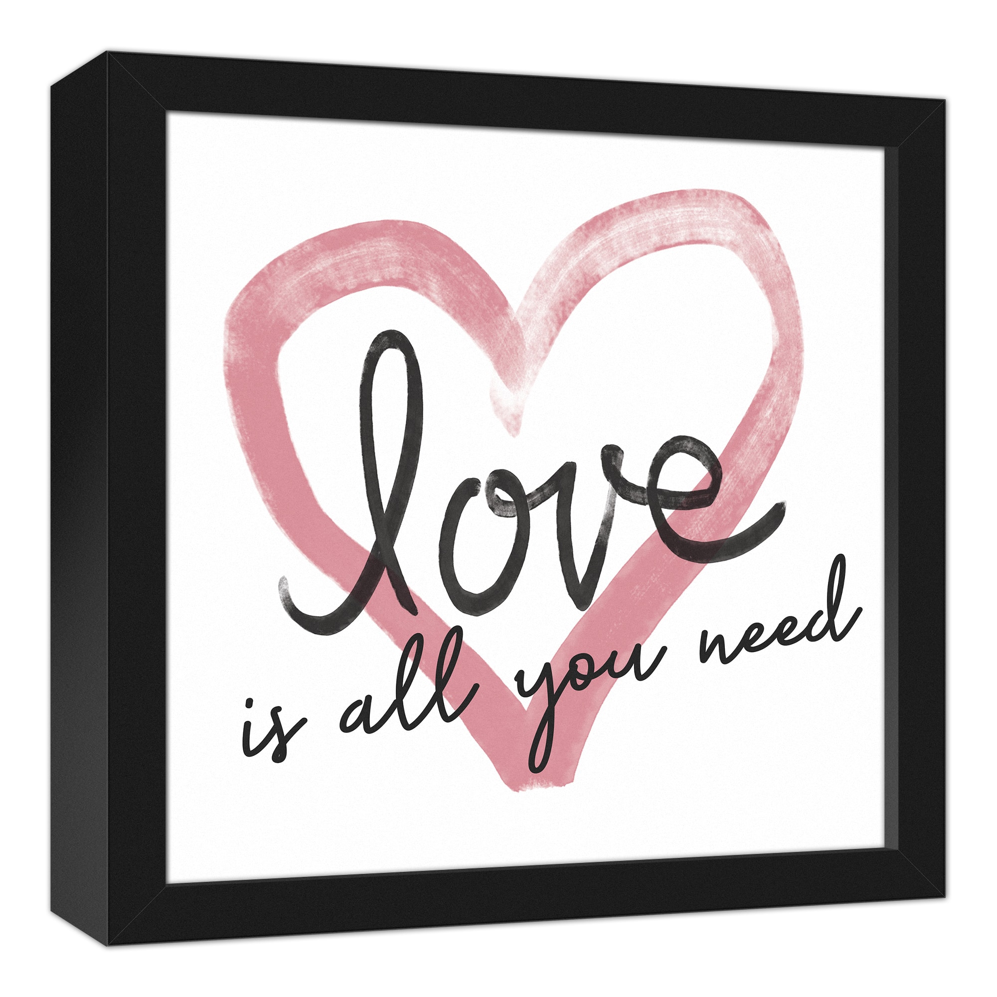 Love is all You Need Heart 13.73&#x22; x 13.73&#x22; Black Framed Canvas