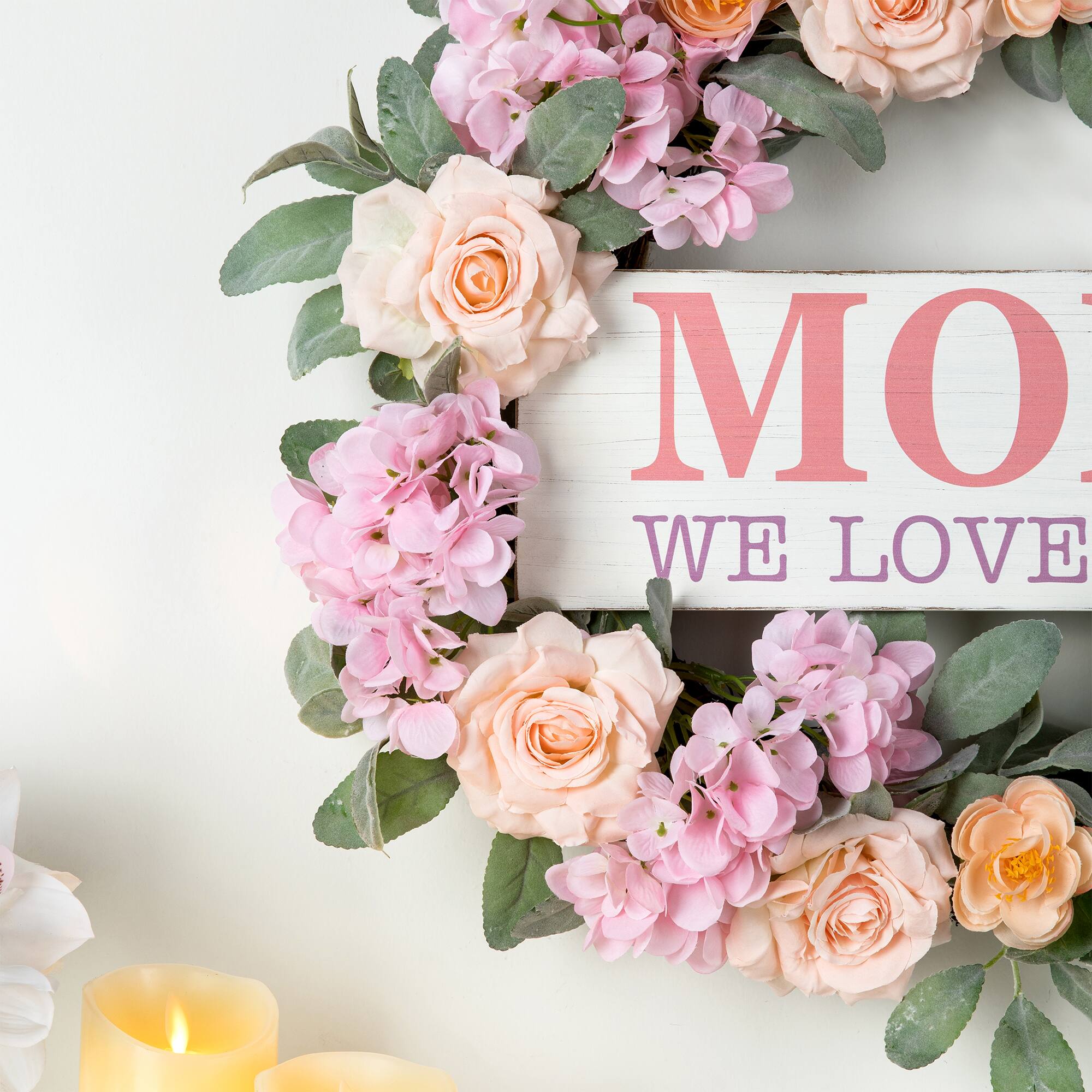 Glitzhome&#xAE; 22&#x22; Mother&#x27;s Day Floral Wreath