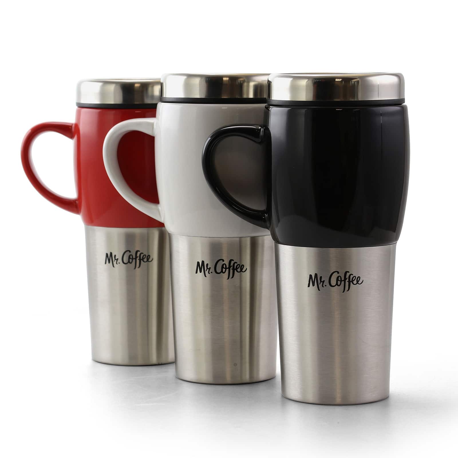 Mr. Coffee Traverse 16oz. Stainless Steel & Ceramic Travel Mugs, 3ct.
