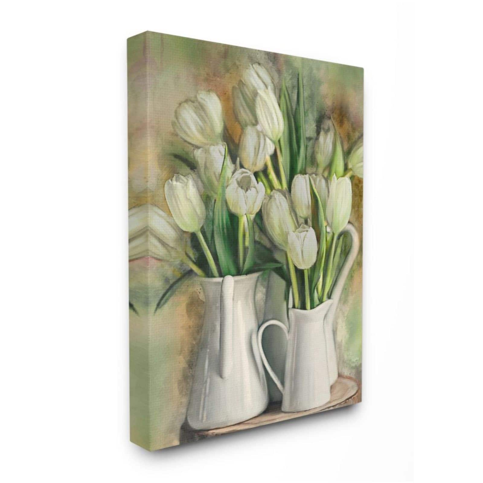 Stupell Industries White Tulips in Country Pitcher Canvas Wall Art
