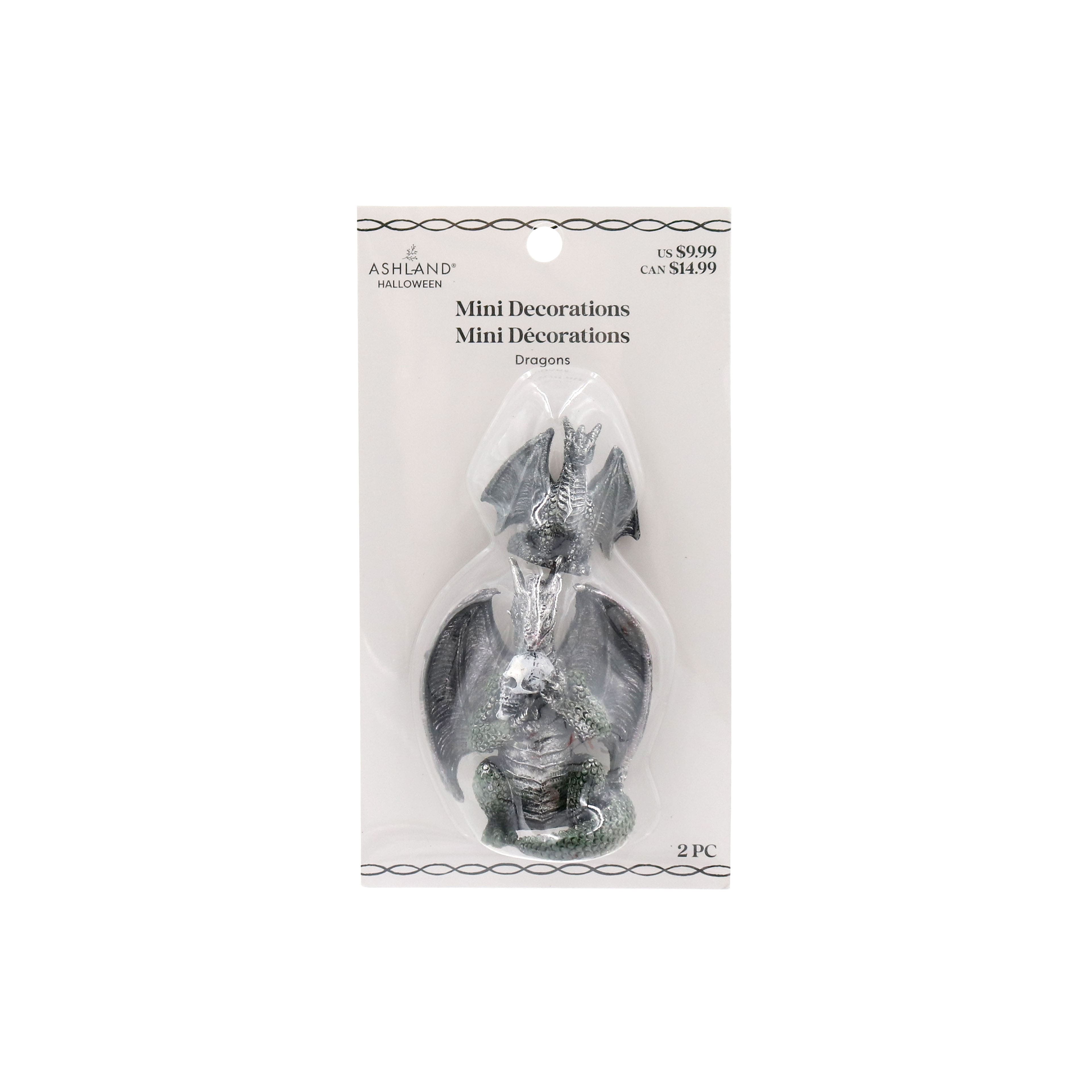 Mini Black & Silver Dragon Decoration Set by Ashland®