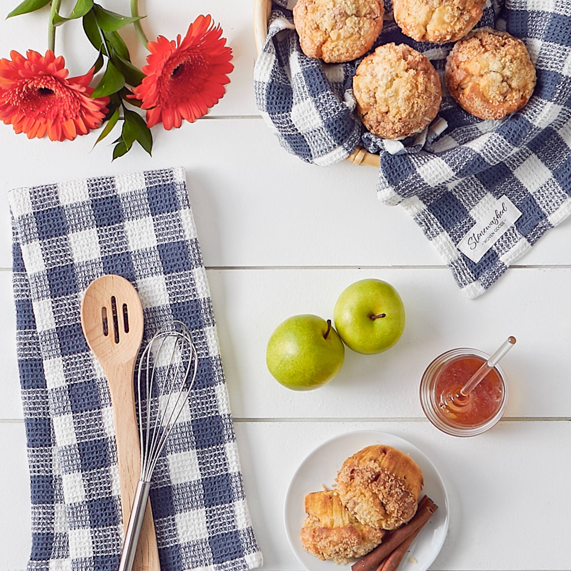 DII&#xAE; Checker Washed Waffle Dish Towels, 2ct.