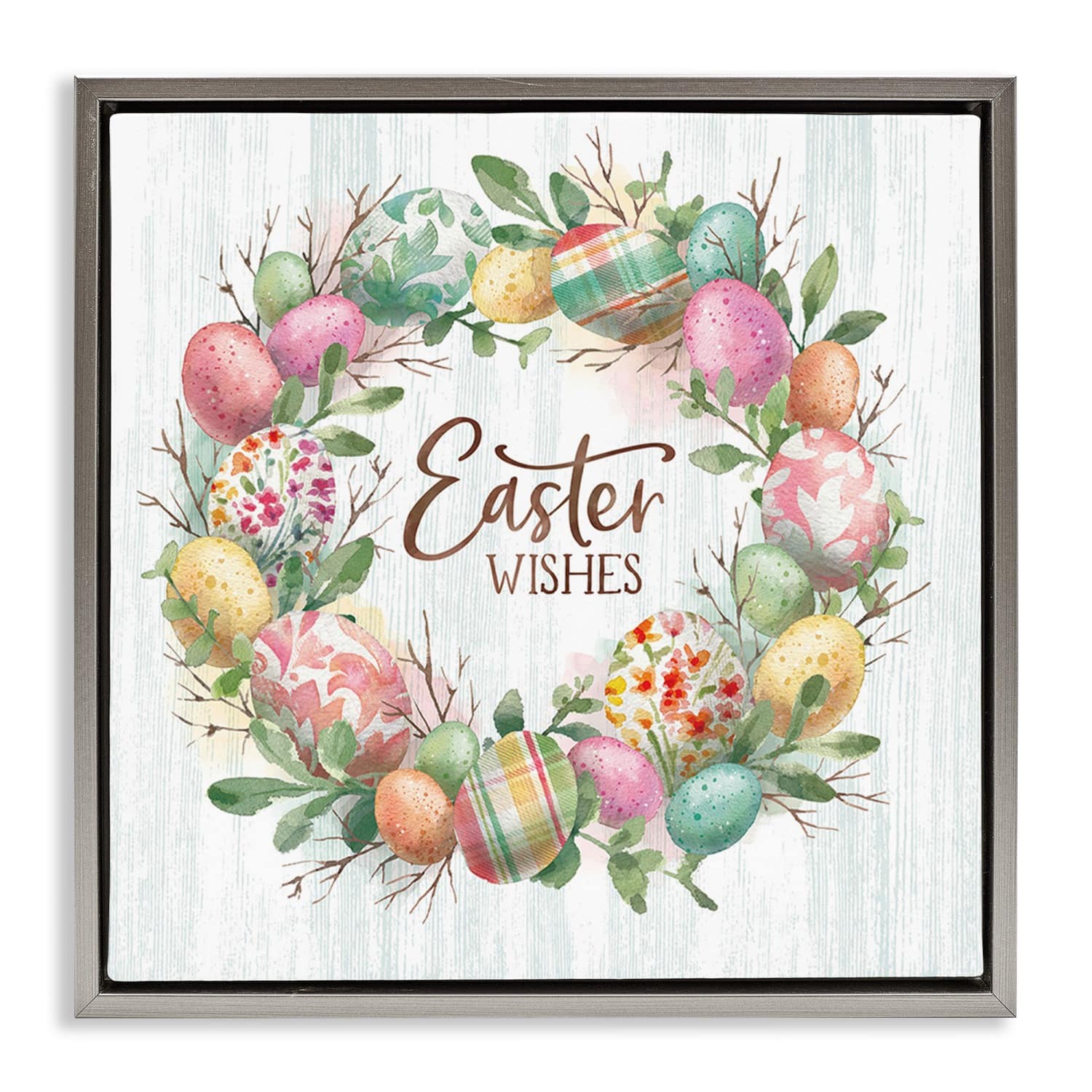 Stupell Industries Easter Wishes Wreath Floater Framed Art