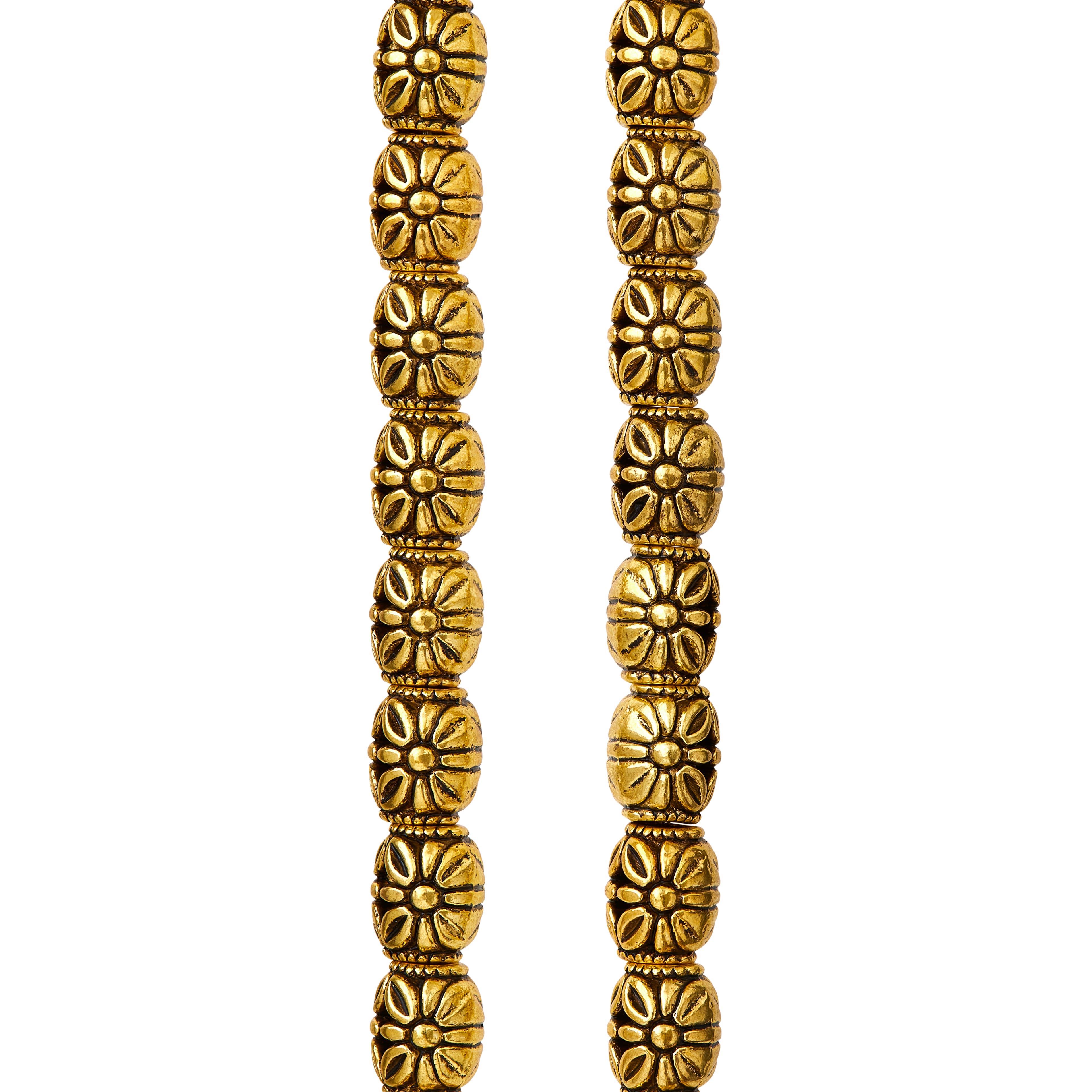 Gold Carved Flower Tube Beads, 10mm by Bead Landing™