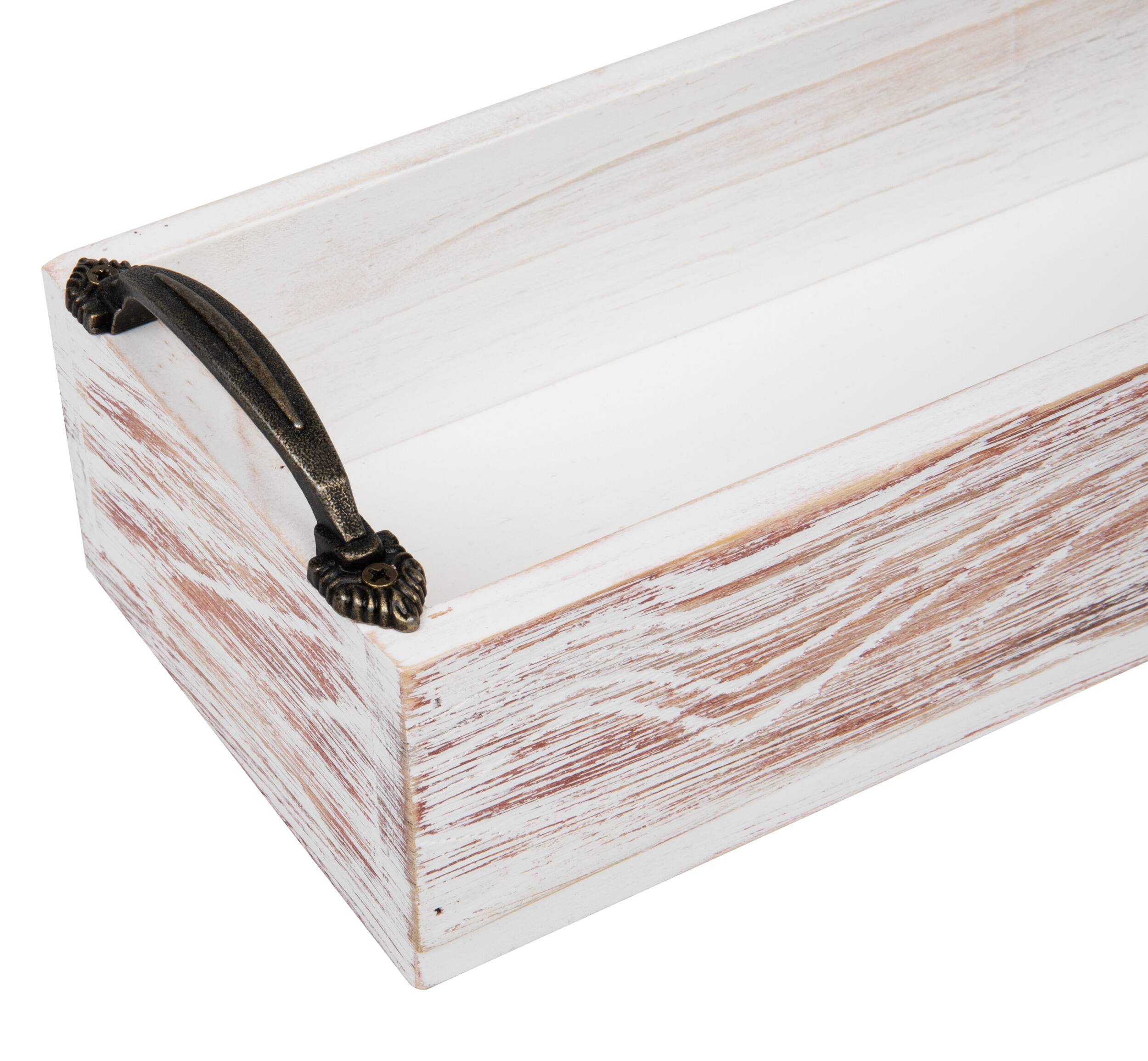 Mind Reader 16" Long Rustic Wooden Rectangular Serving Tray