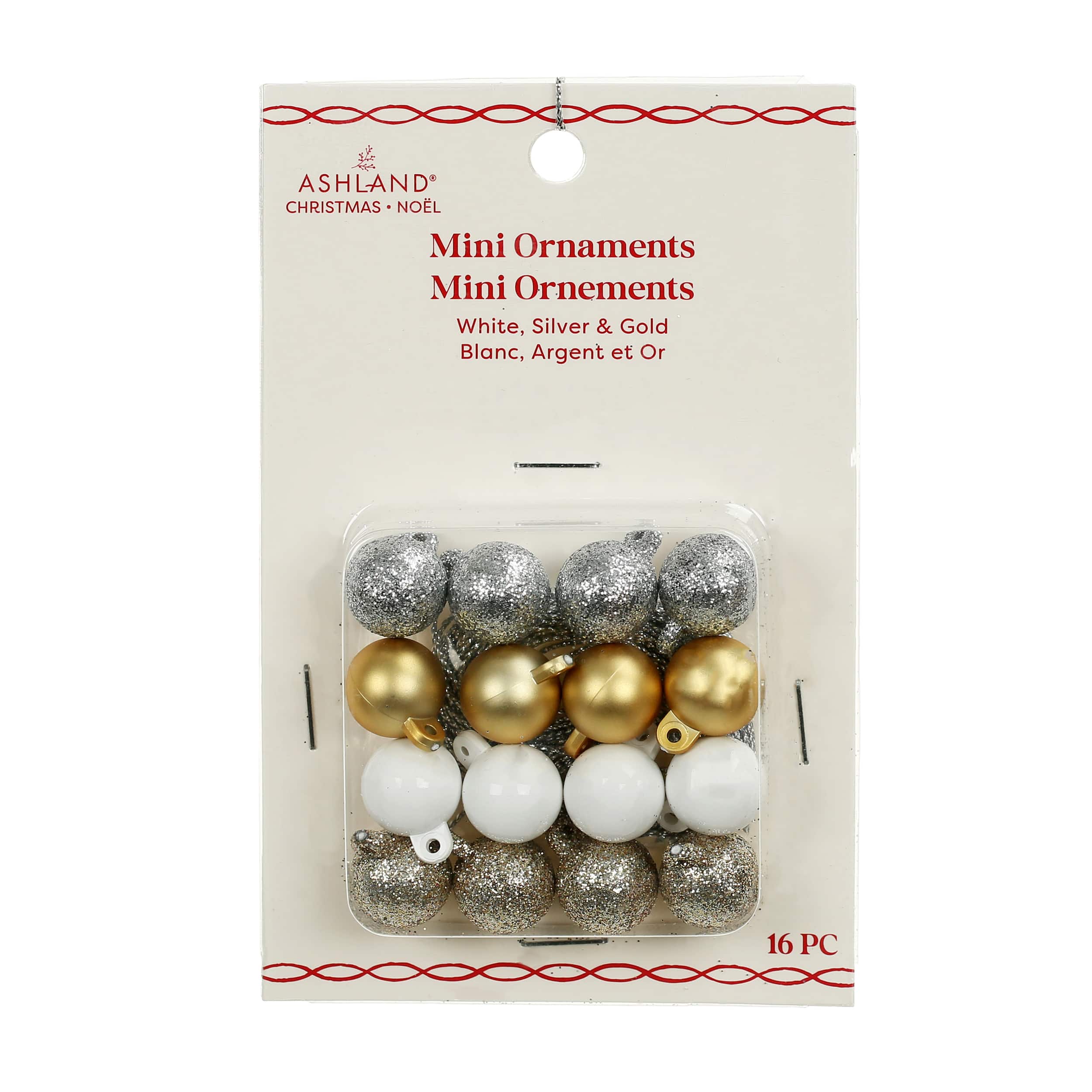 Mini 15mm White, Silver & Gold Ball Ornaments, 16ct. by Ashland®