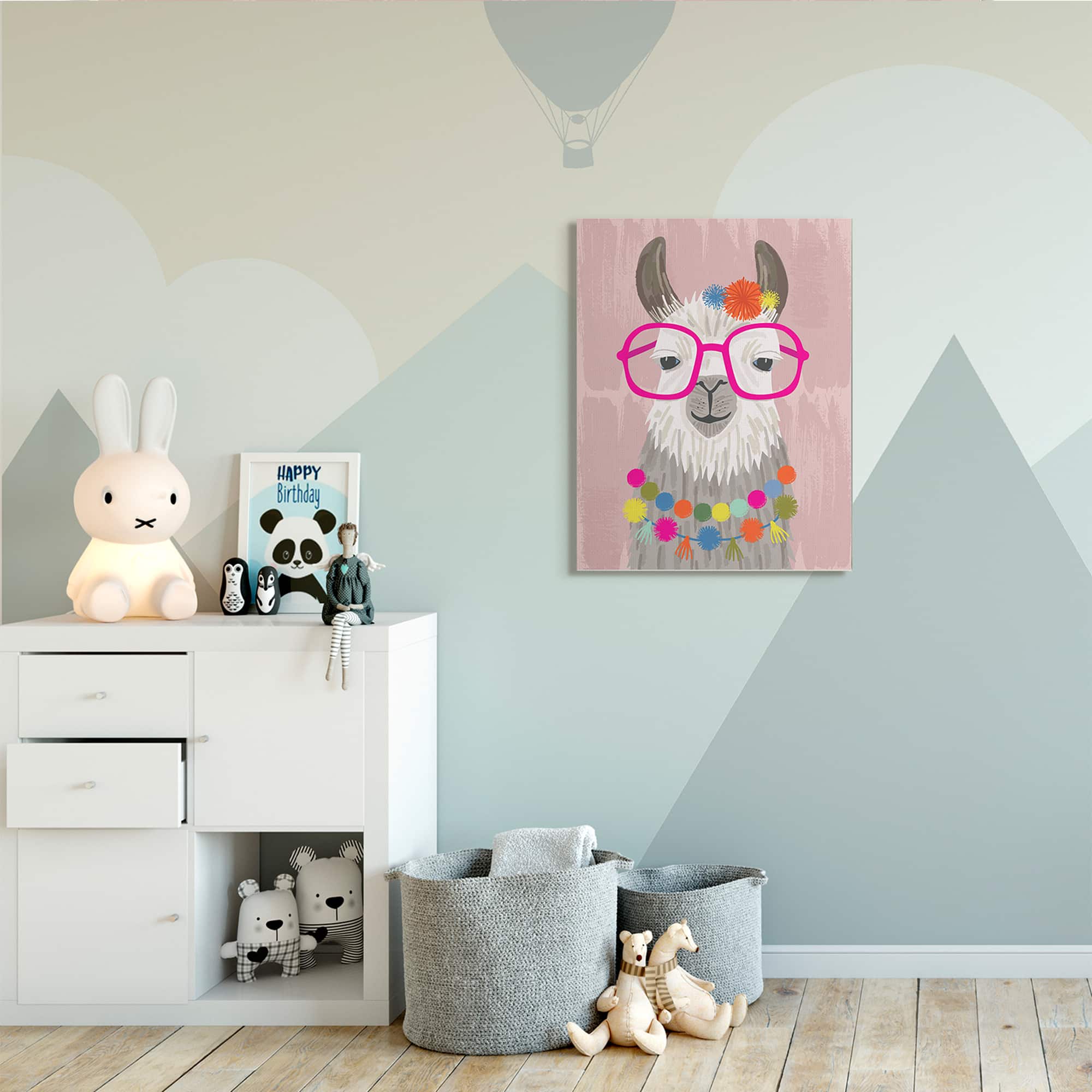 Stupell Industries Llama Silly Glasses Polka Dots Festive Animal Canvas Wall Art