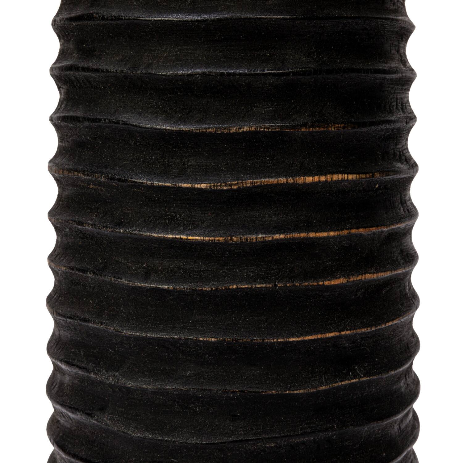 Hello Honey&#xAE; 20&#x22; Black Mango Wood Ribbed Pillar Candle Holder